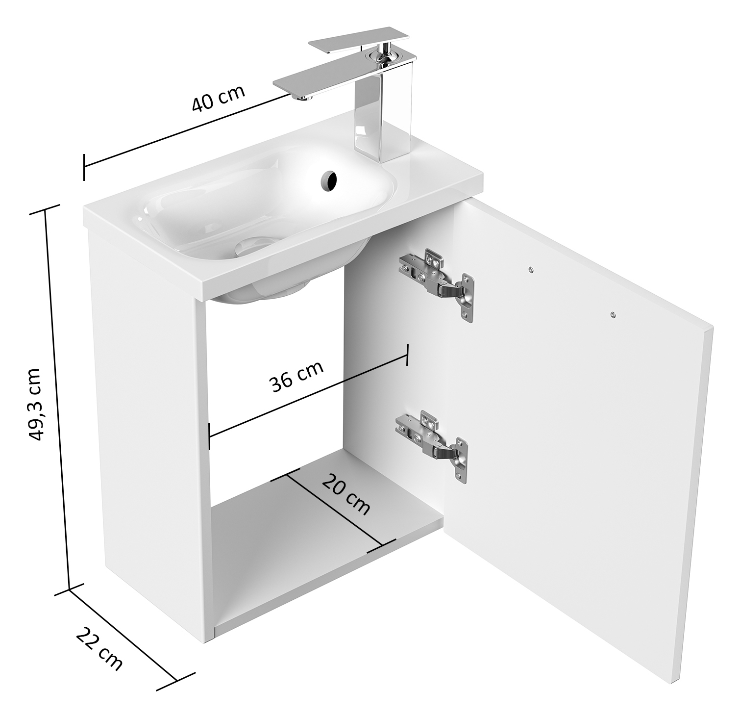 Gäste WC Badmöbel Pico Slimline 40cm SoftClose eiche gold