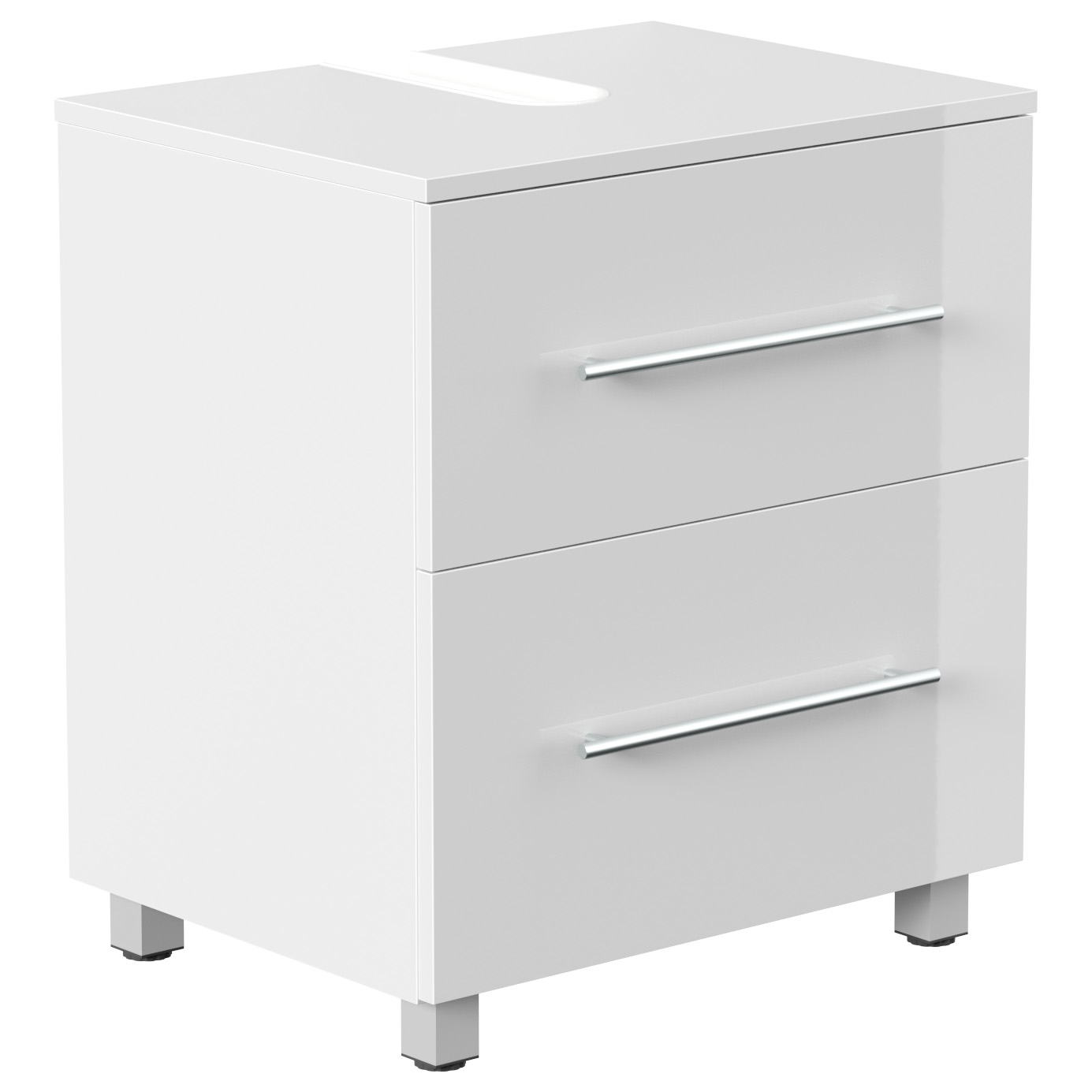 Universal Unterbau auf Standfüßen 55 cm SoftClose weiss hochglanz