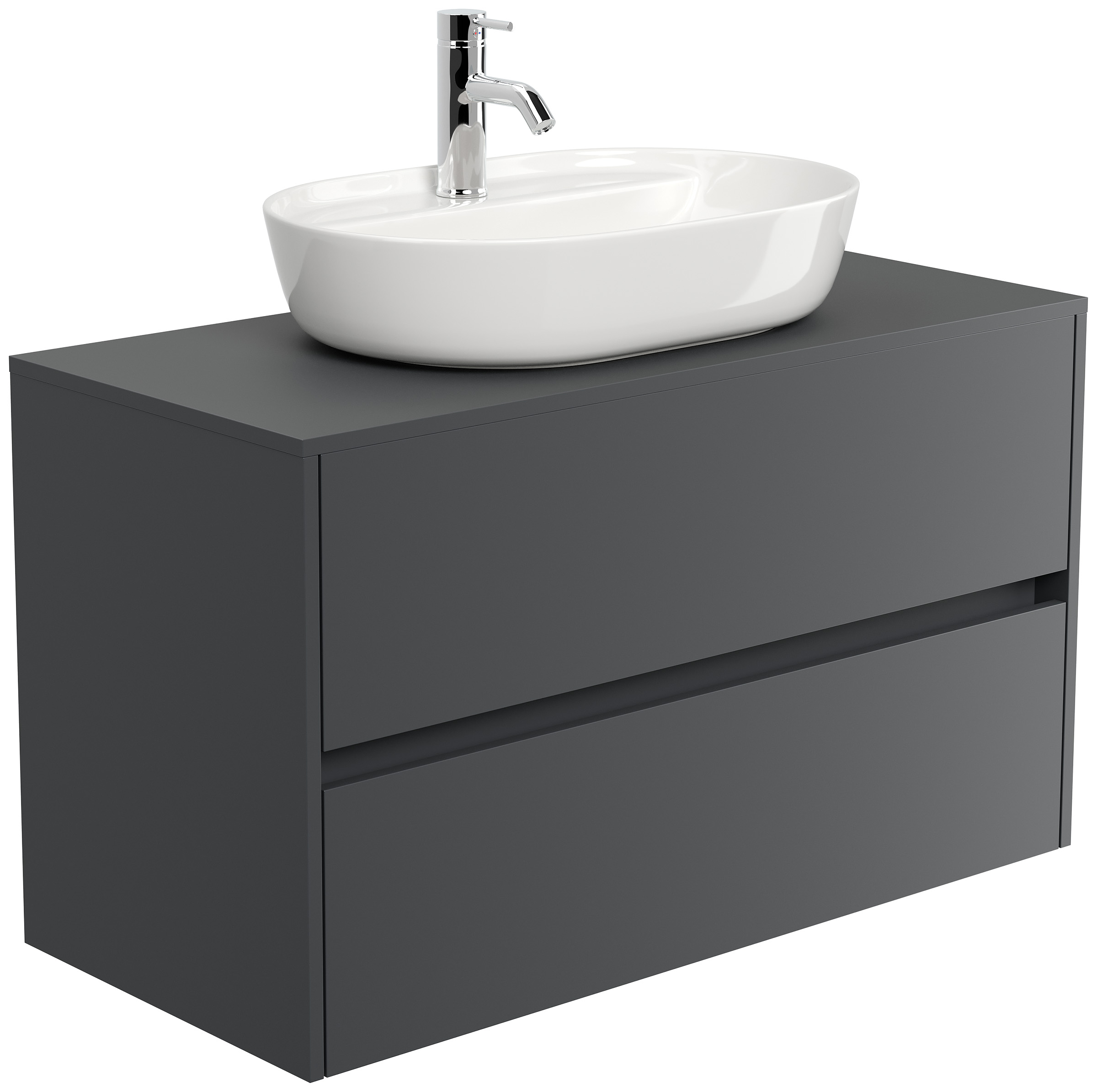 Badmöbel Taifun 100cm mit Design Aufsatzwaschbecken grafit