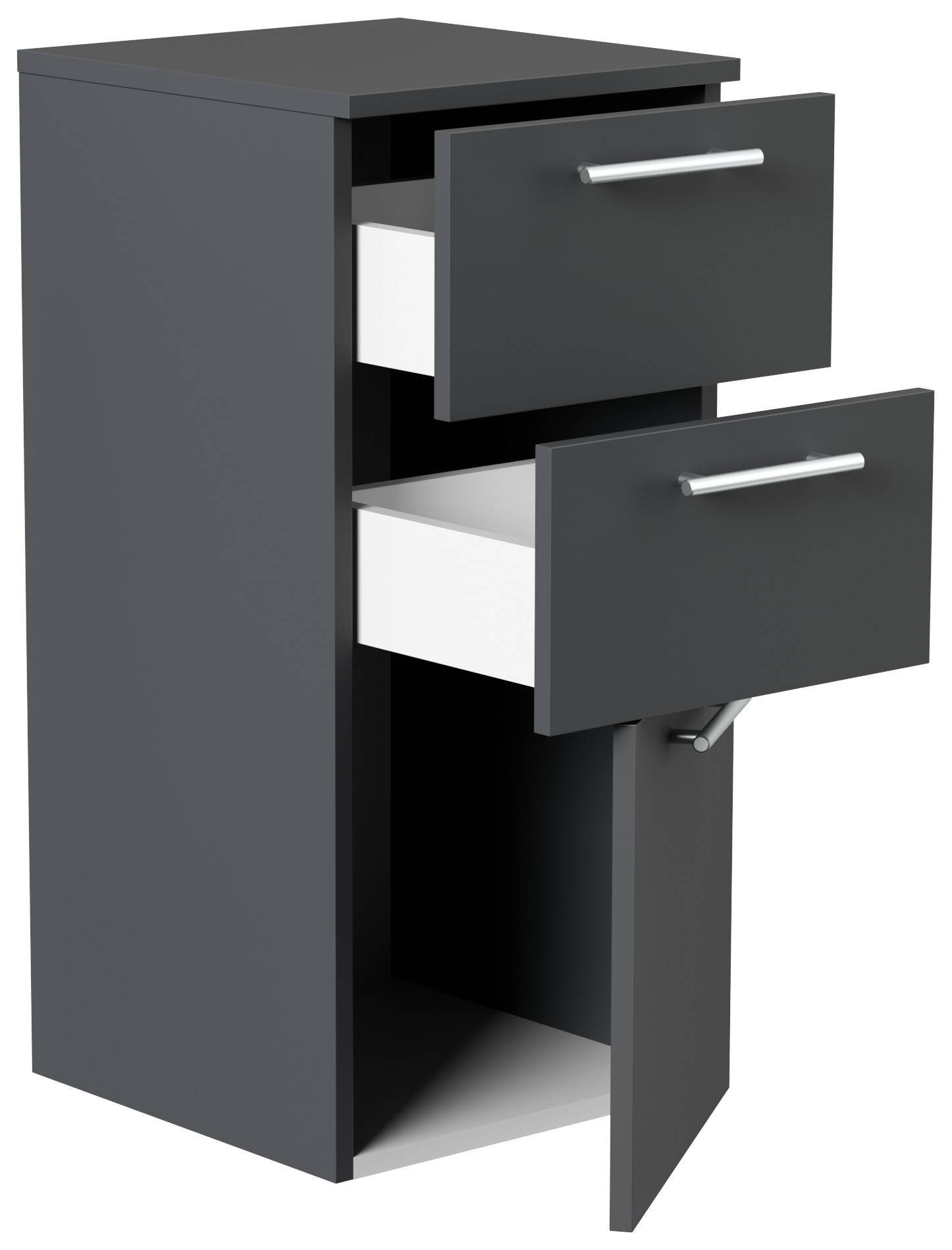 Badschrank-Set - Midischrank 75cm und Hängeschrank 62cm grafit