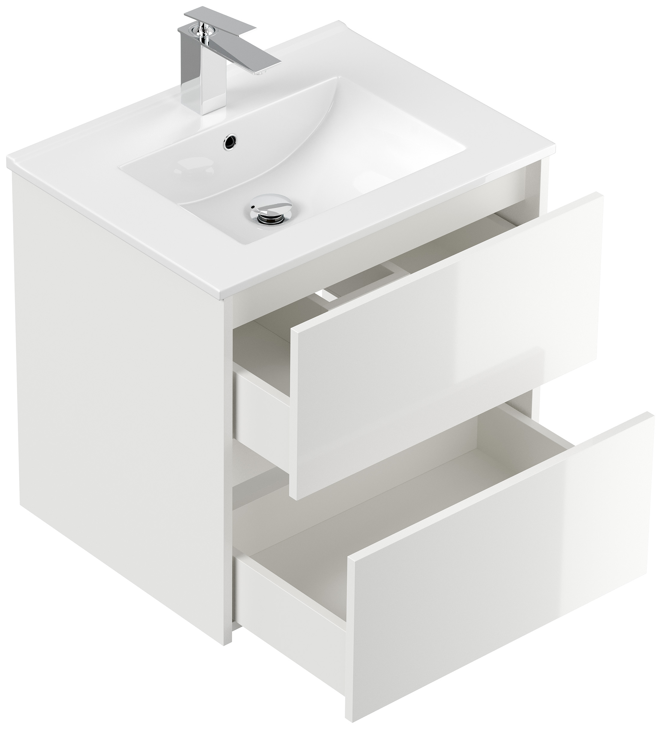 Badmöbelset Taifun 60cm 2tlg mit Spiegelschrank weiß Hgl