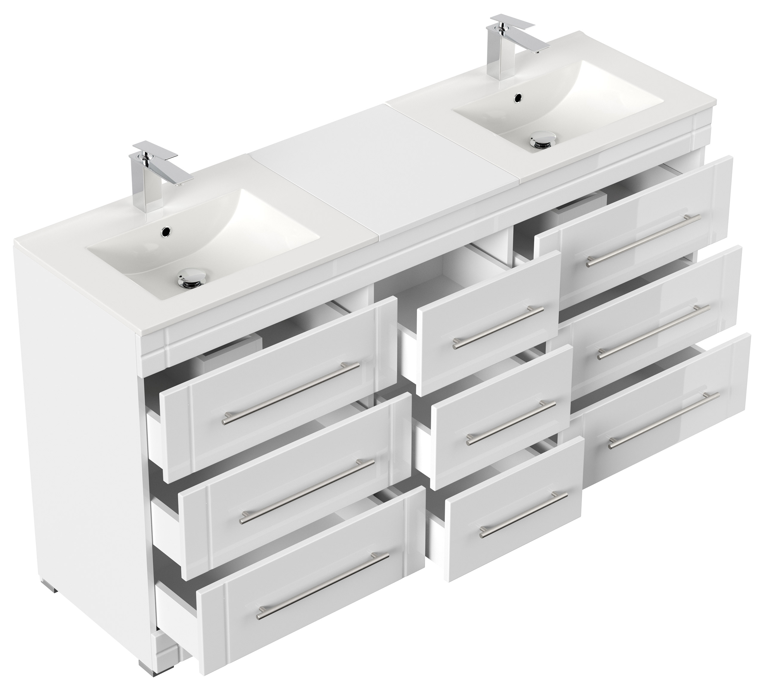 Stand Badmöbel Cosmo Modern SoftClose weiss hochglanz