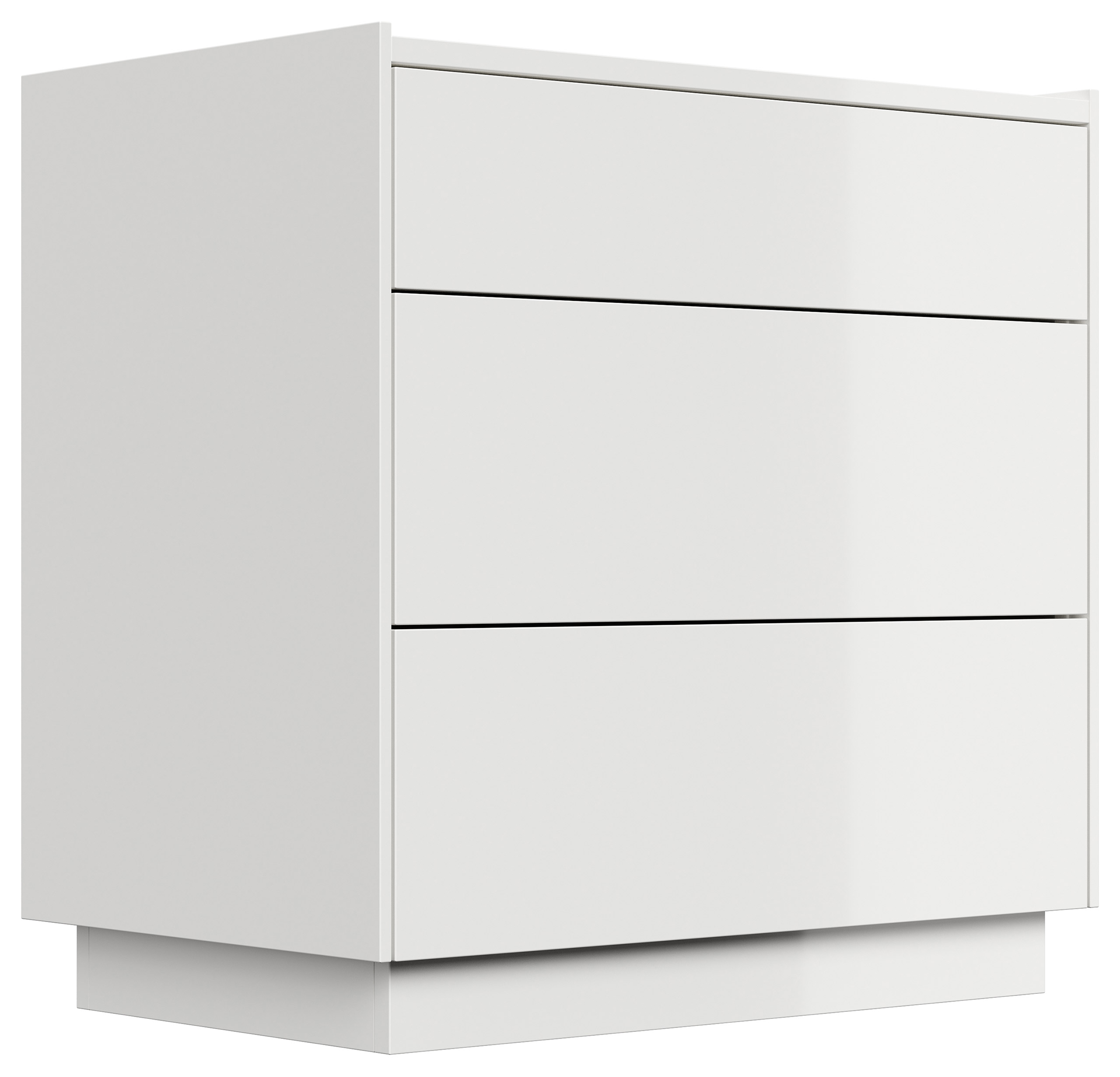 Nachttisch Lux XL 70cm, 3 Pushauszüge lackiert Weiß Hgl für Boxspringbett | Weiss hochglanz