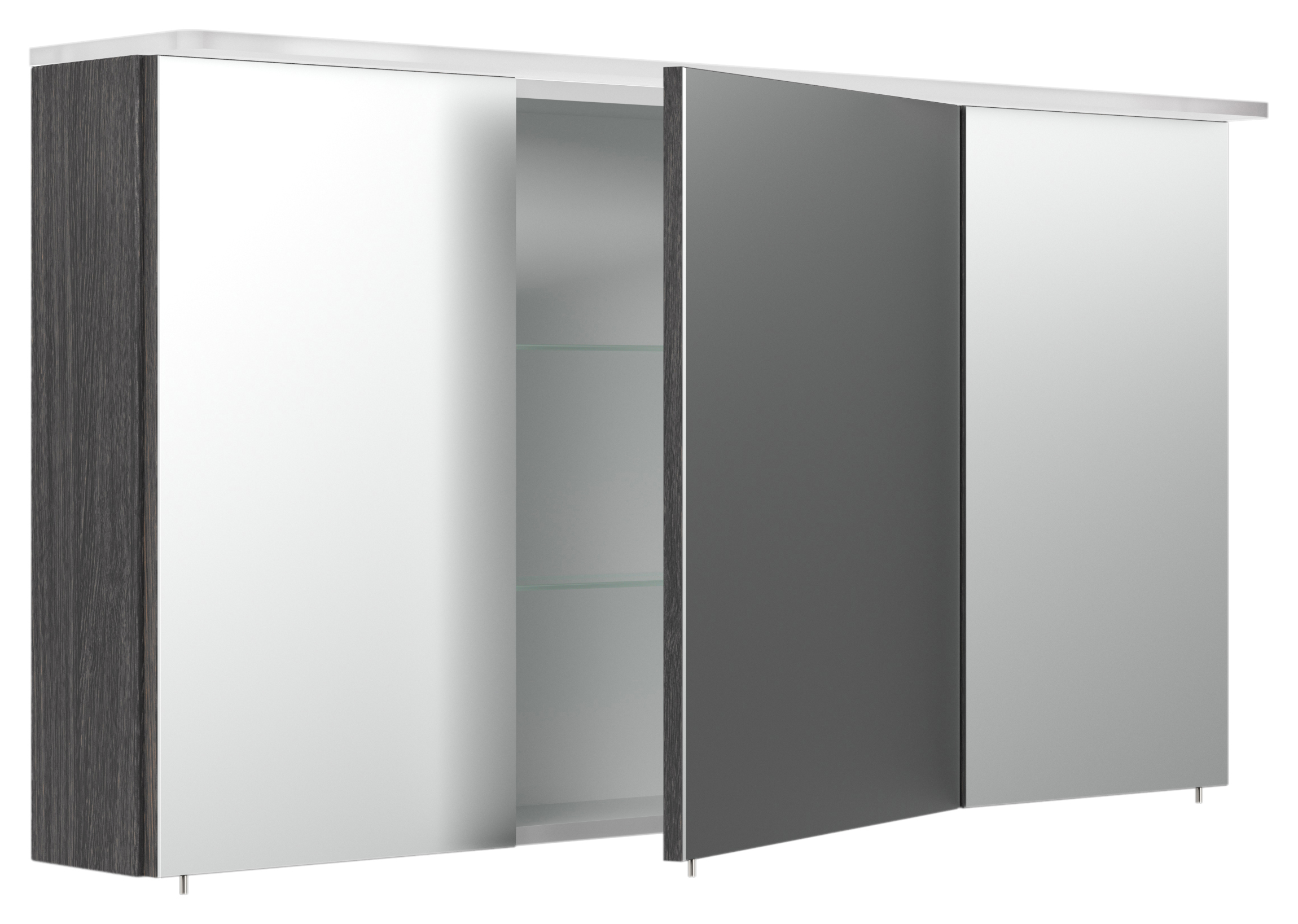Spiegelschrank 120cm inkl. Design Acryl-Lampe und Glasböden anthrazit gemasert