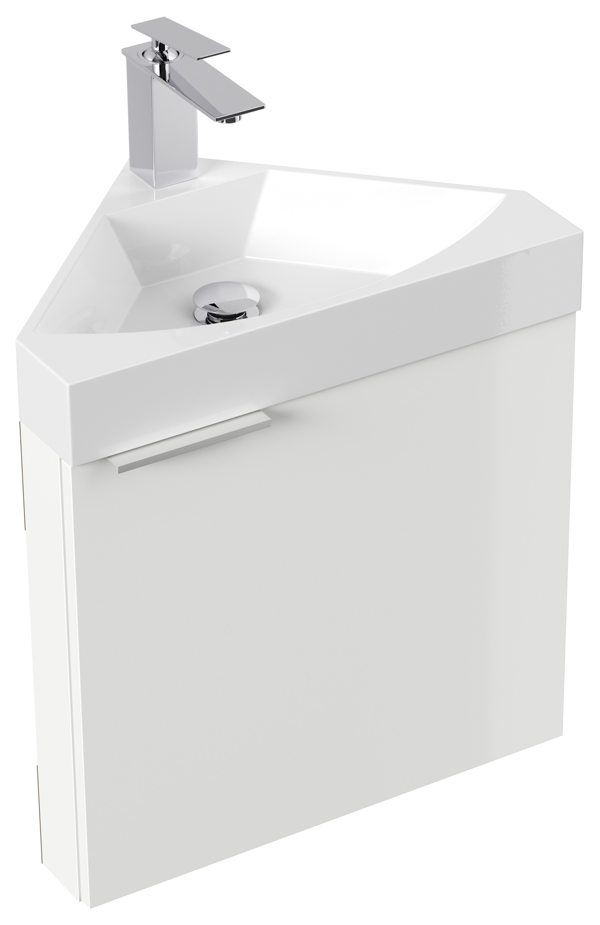 Gäste WC Eckbadmöbel Diamant Slimline Gästebad SoftClose weiß hochglanz