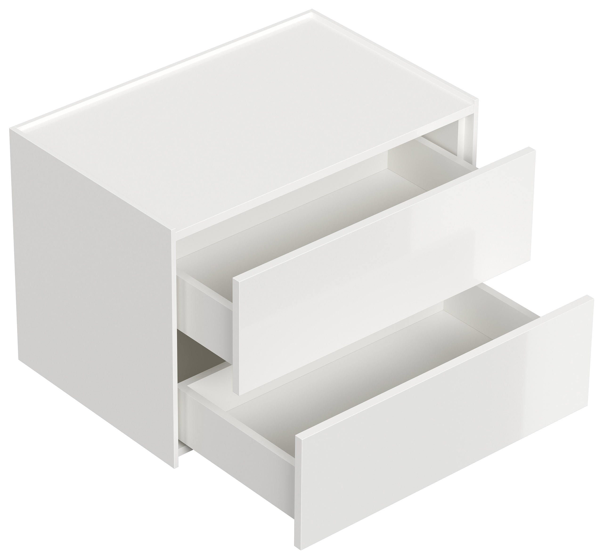 Design Nachttisch Kommode Somnia XL 70cm, 2 Pushauszüge lackiert Weiß Hgl