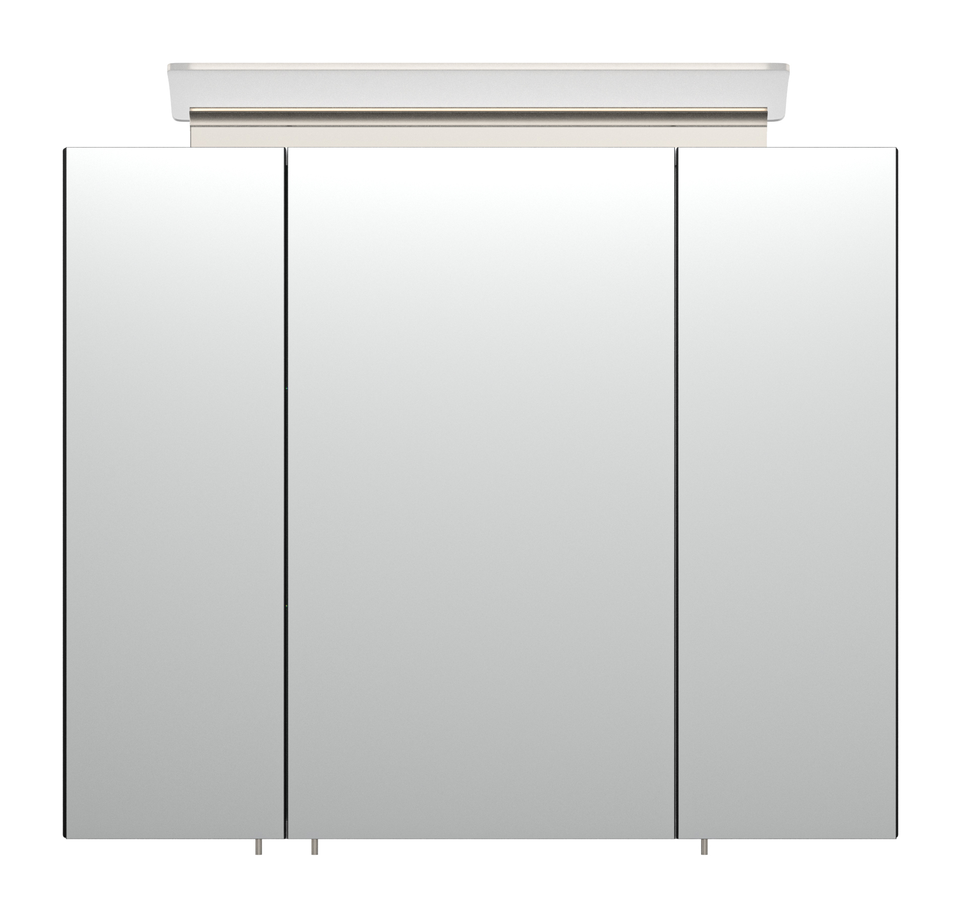 Spiegelschrank 75cm inkl. Design LED-Lampe und Glasböden schwarz
