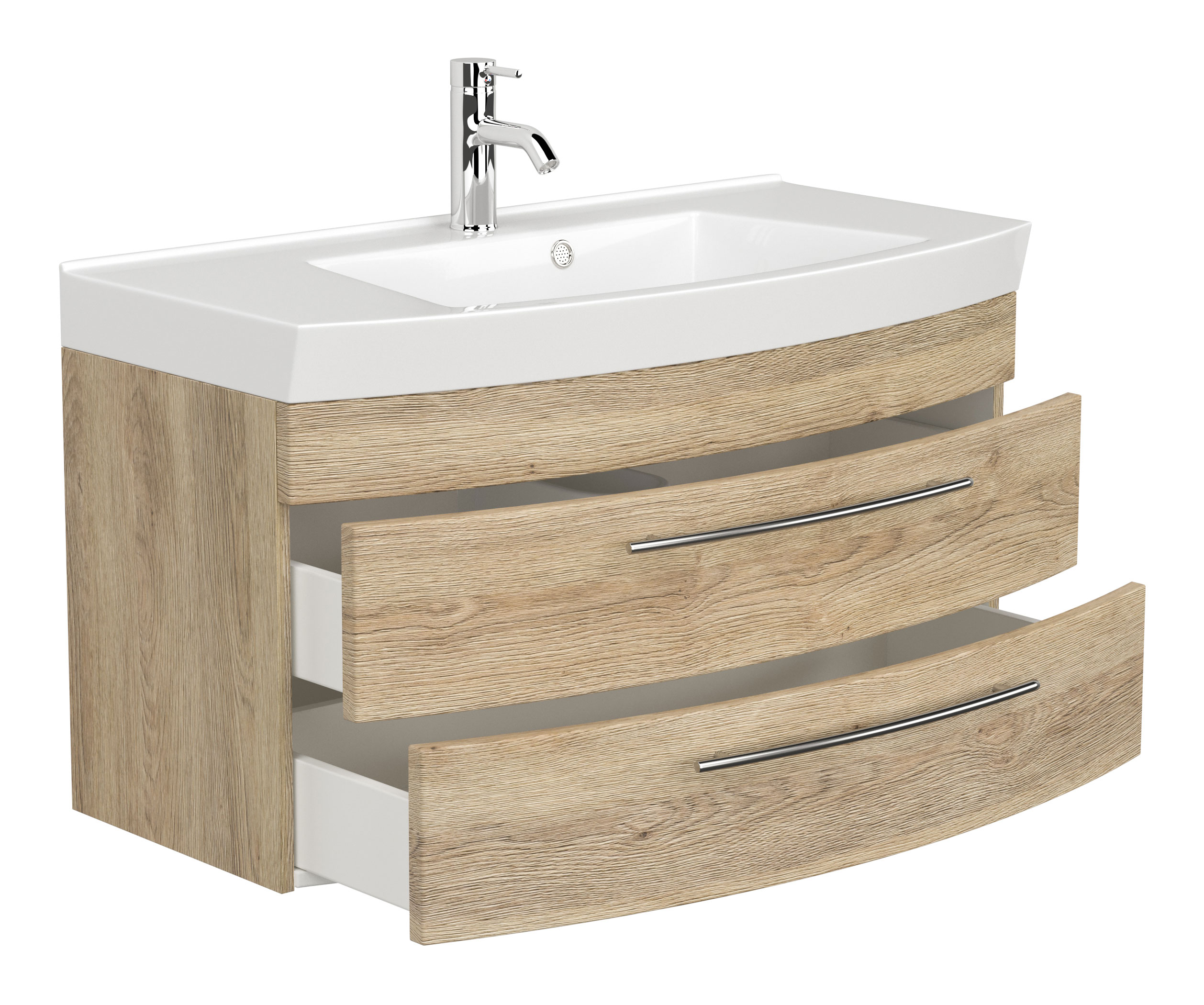 Badmöbel-Set Toscana 100 cm (4-teilig) SoftClose eiche hell