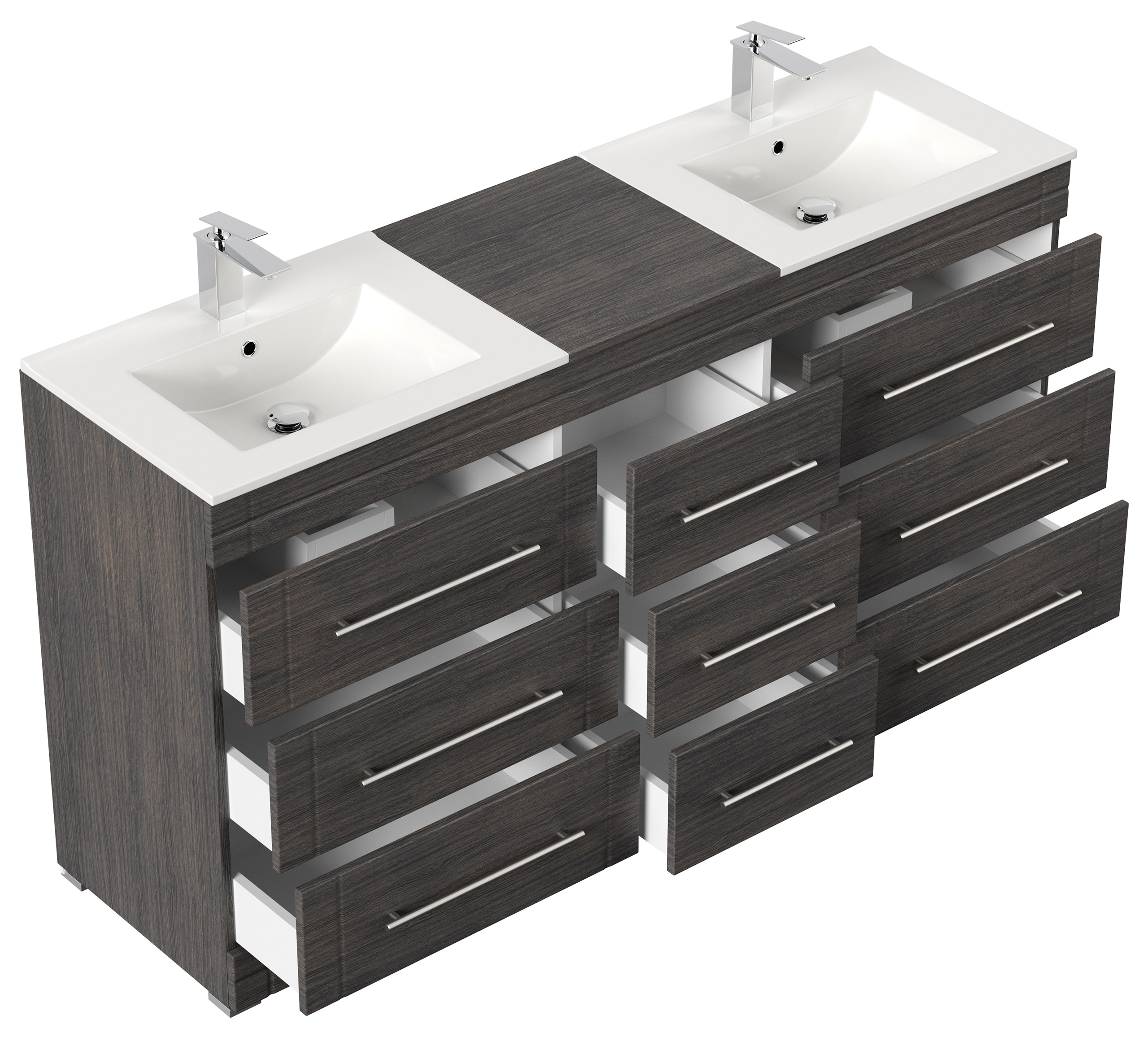 Stand Badmöbel Cosmo Modern SoftClose anthrazit gemasert