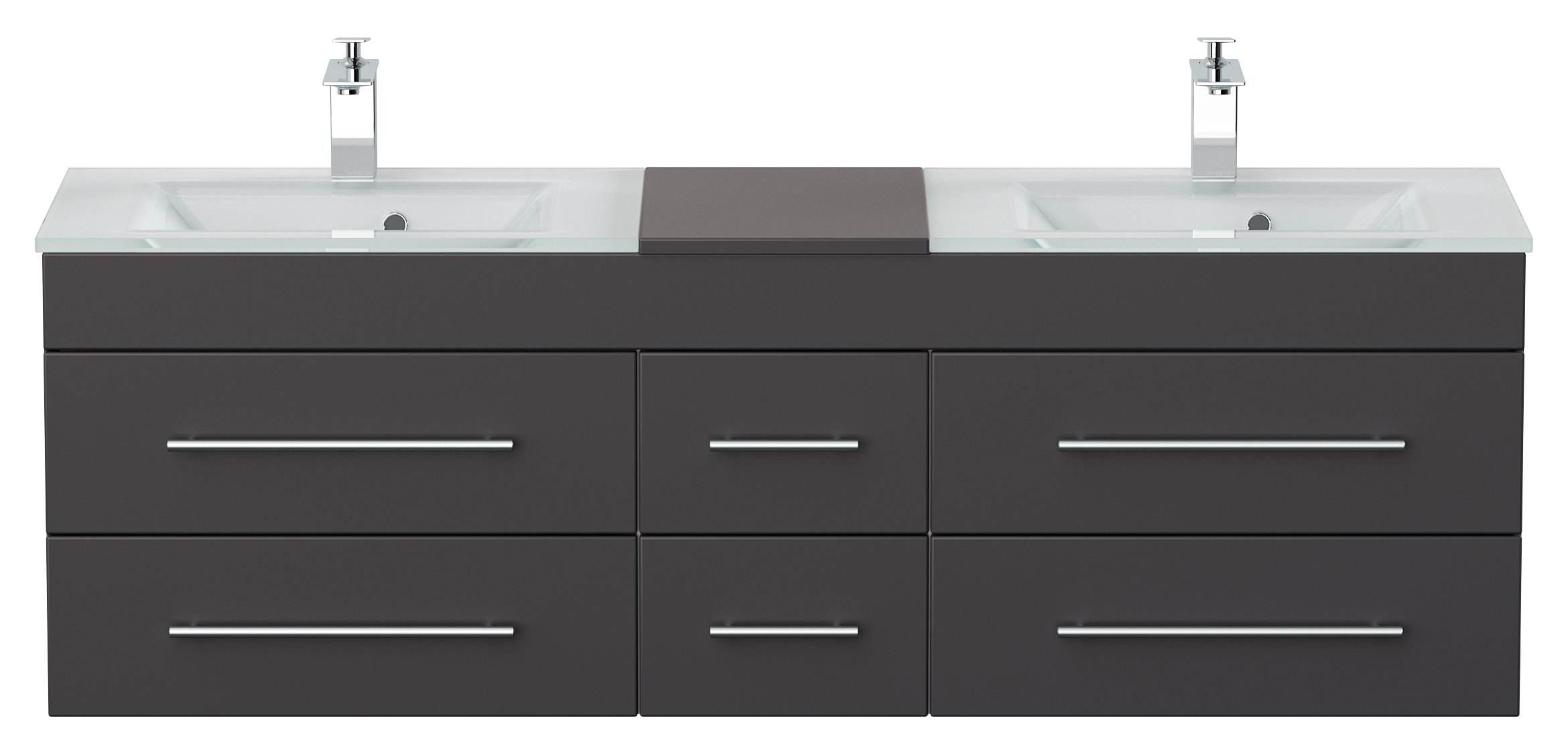 Badmöbel Vitro XL mit Doppel-Glasbecken SoftClose anthrazit