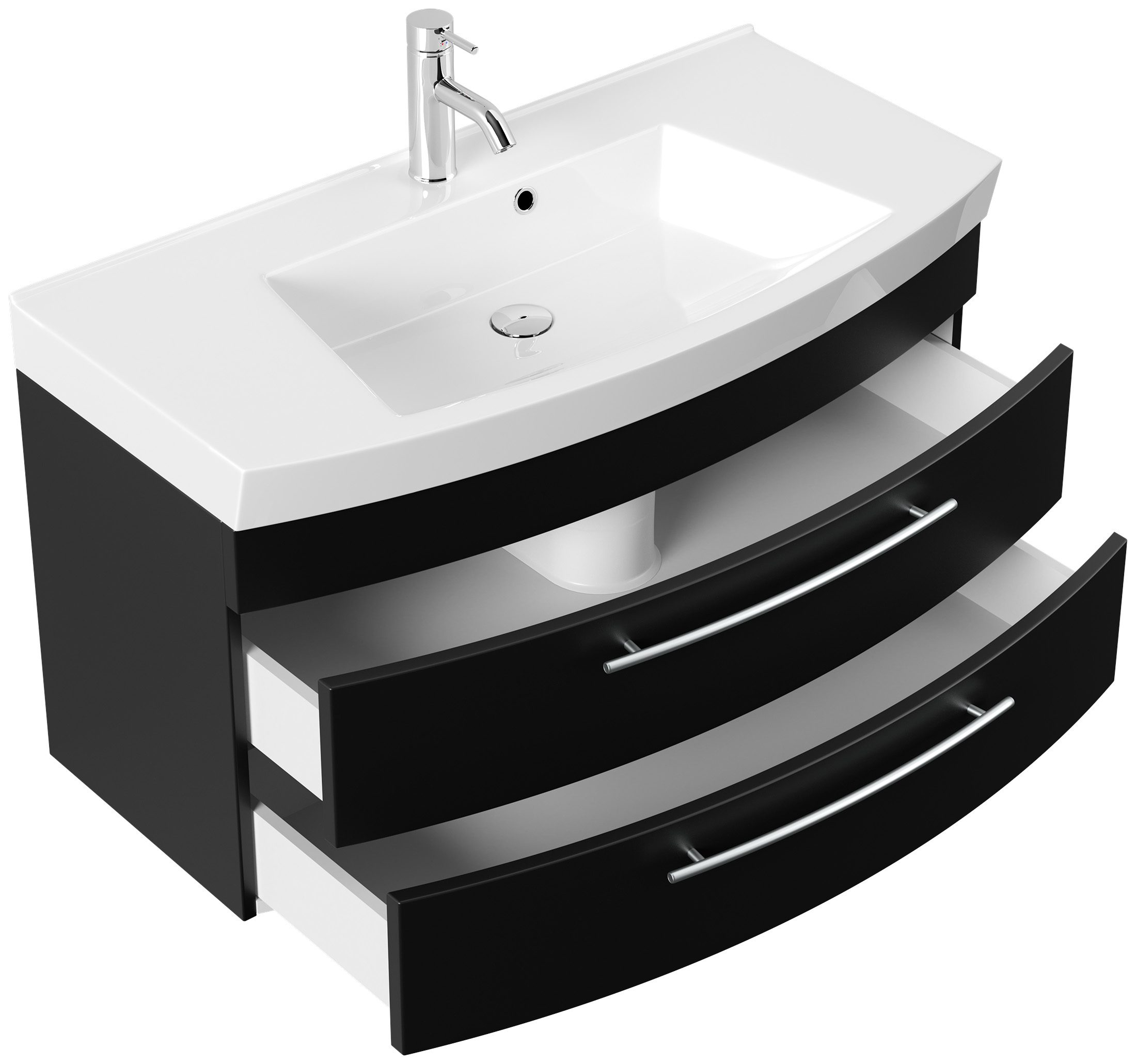 Badmöbel Bella 100 mit runder Front SoftClose schwarz