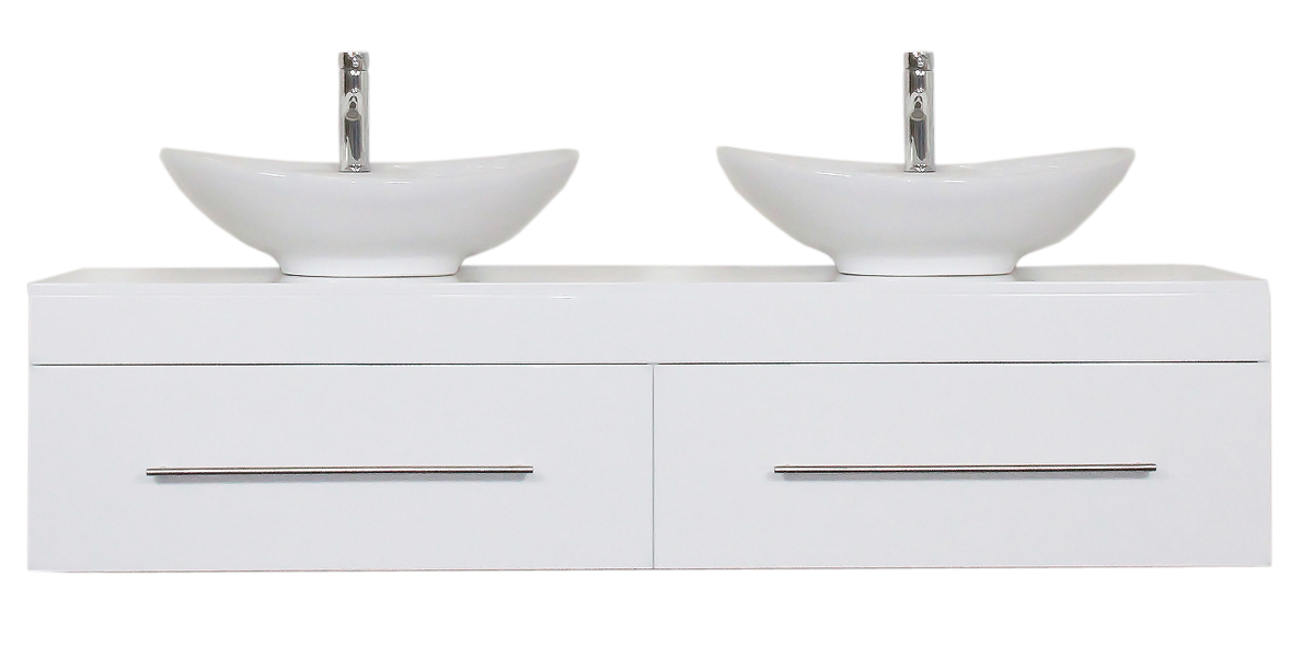 Badmöbel Classico XL weiss hochglanz mit Aufsatzwaschbecken