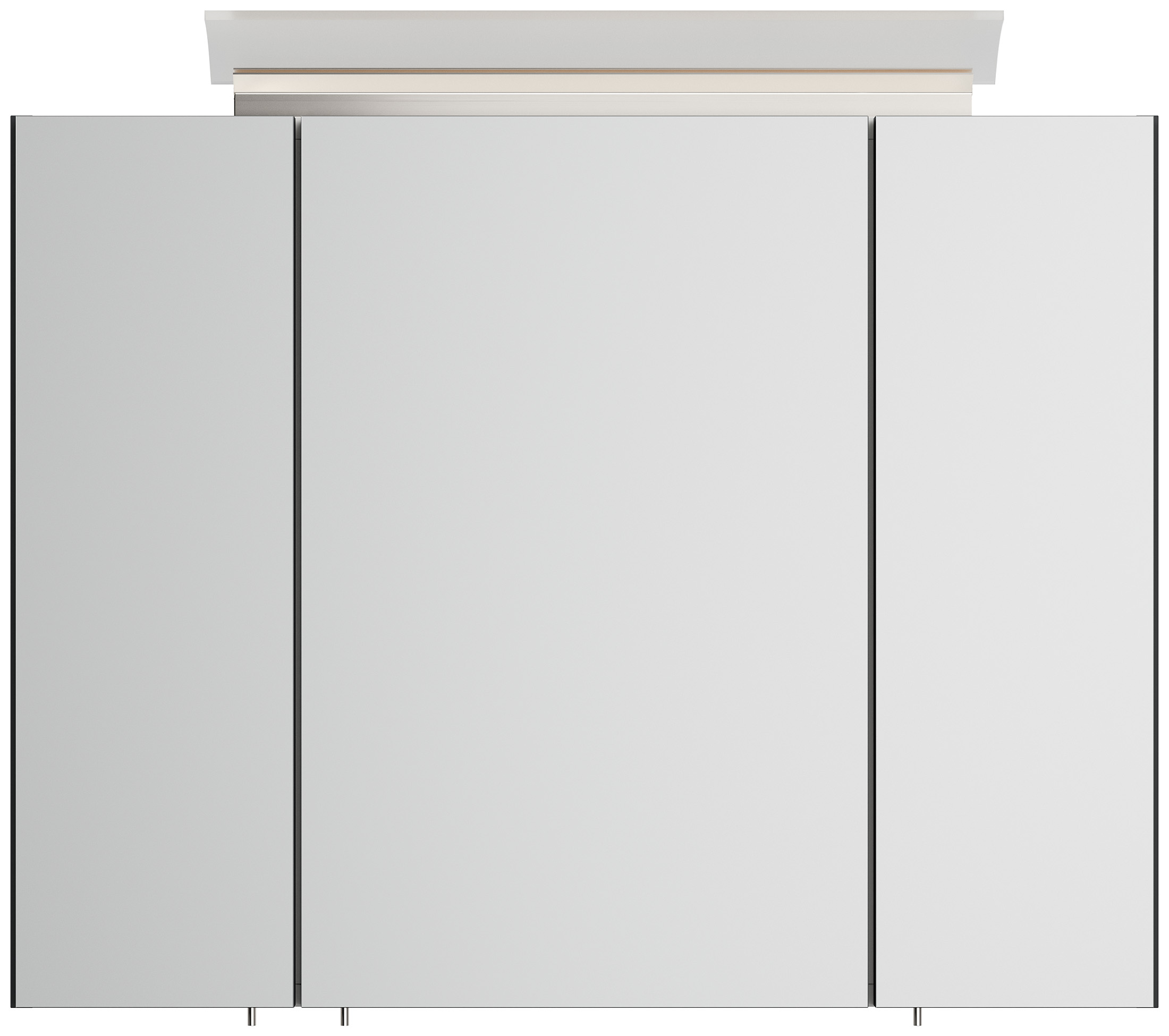 Spiegelschrank 80cm inkl. Design LED-Lampe und Glasböden grafit