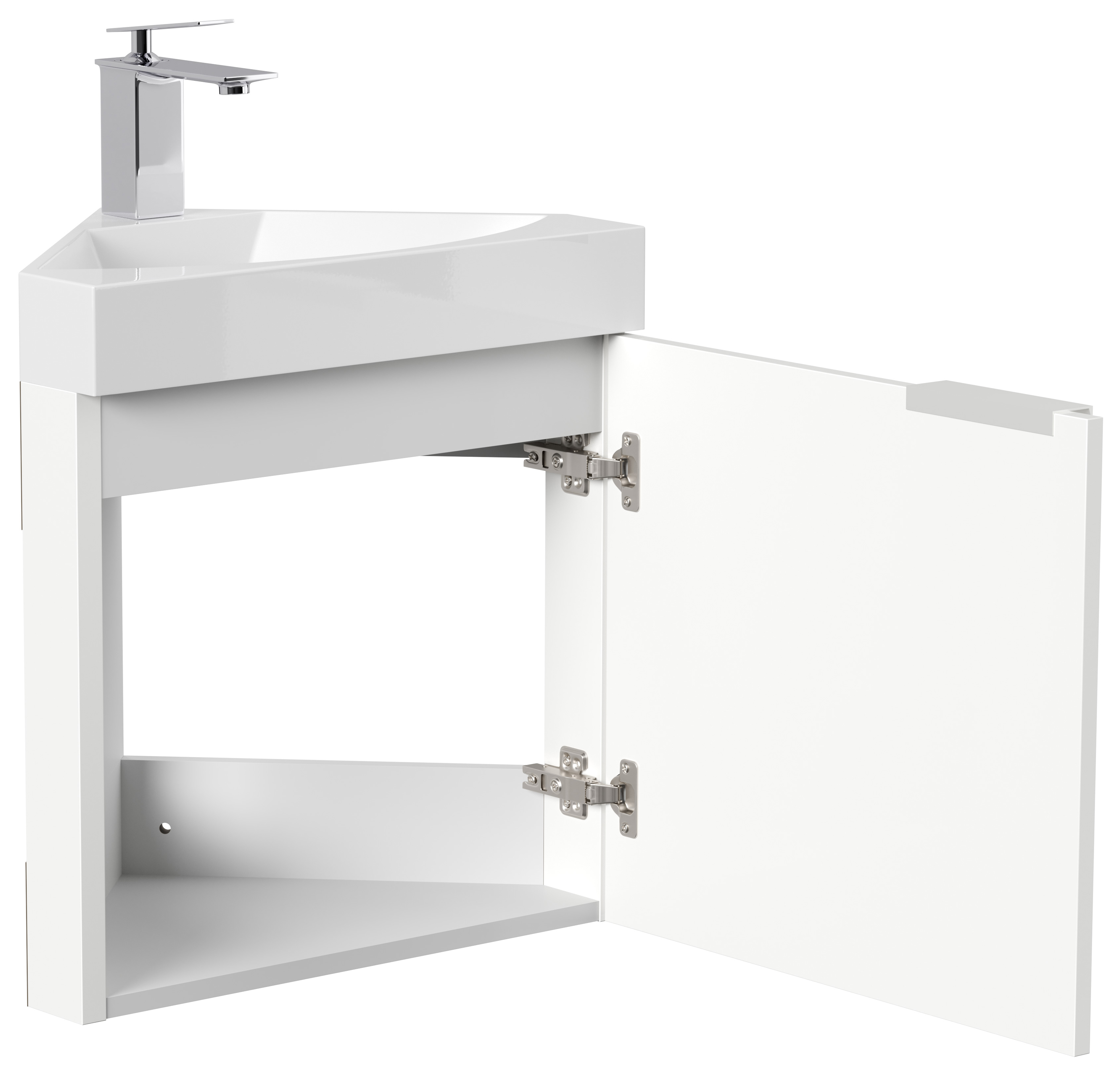Gäste WC Eckbadmöbel Diamant Slimline Gästebad SoftClose weiß hochglanz