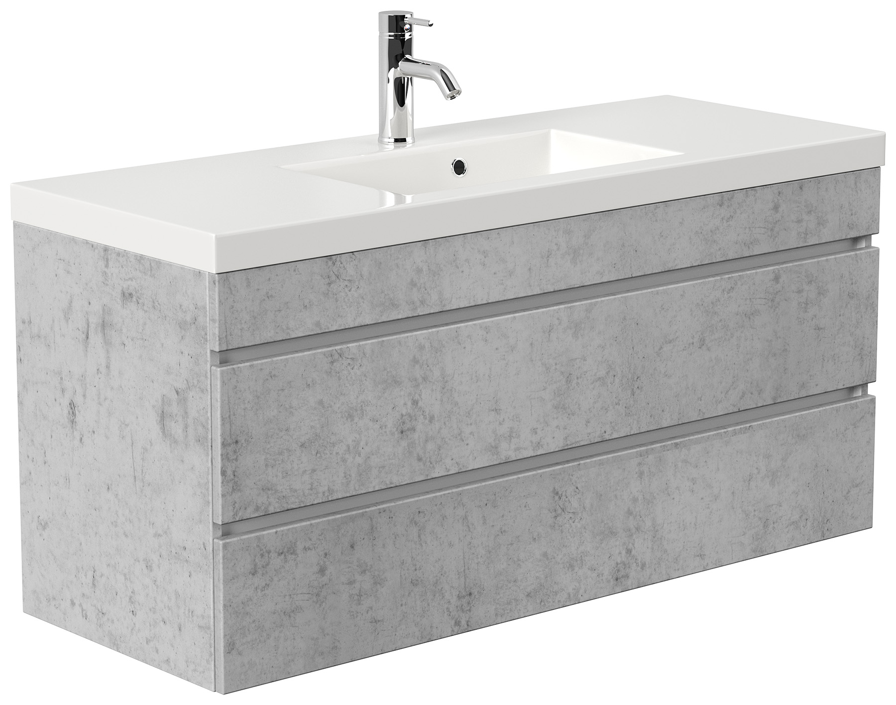 Badmöbel GENEVA 120 SoftClose beton mit grifflosen Schubladen