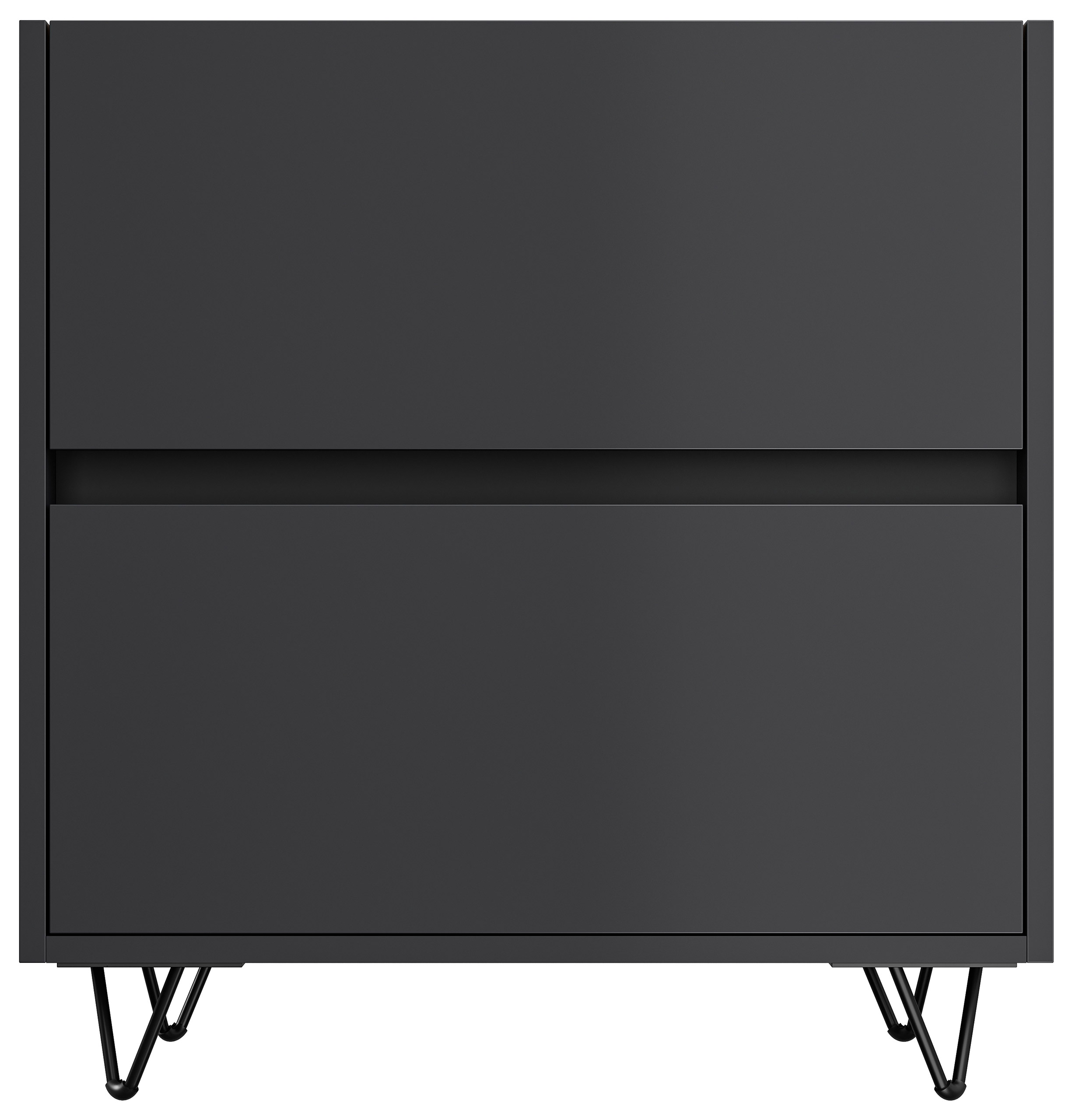 Nachttisch Kommode You 60cm 2 SoftClose stehend Grafit & Eiche Top