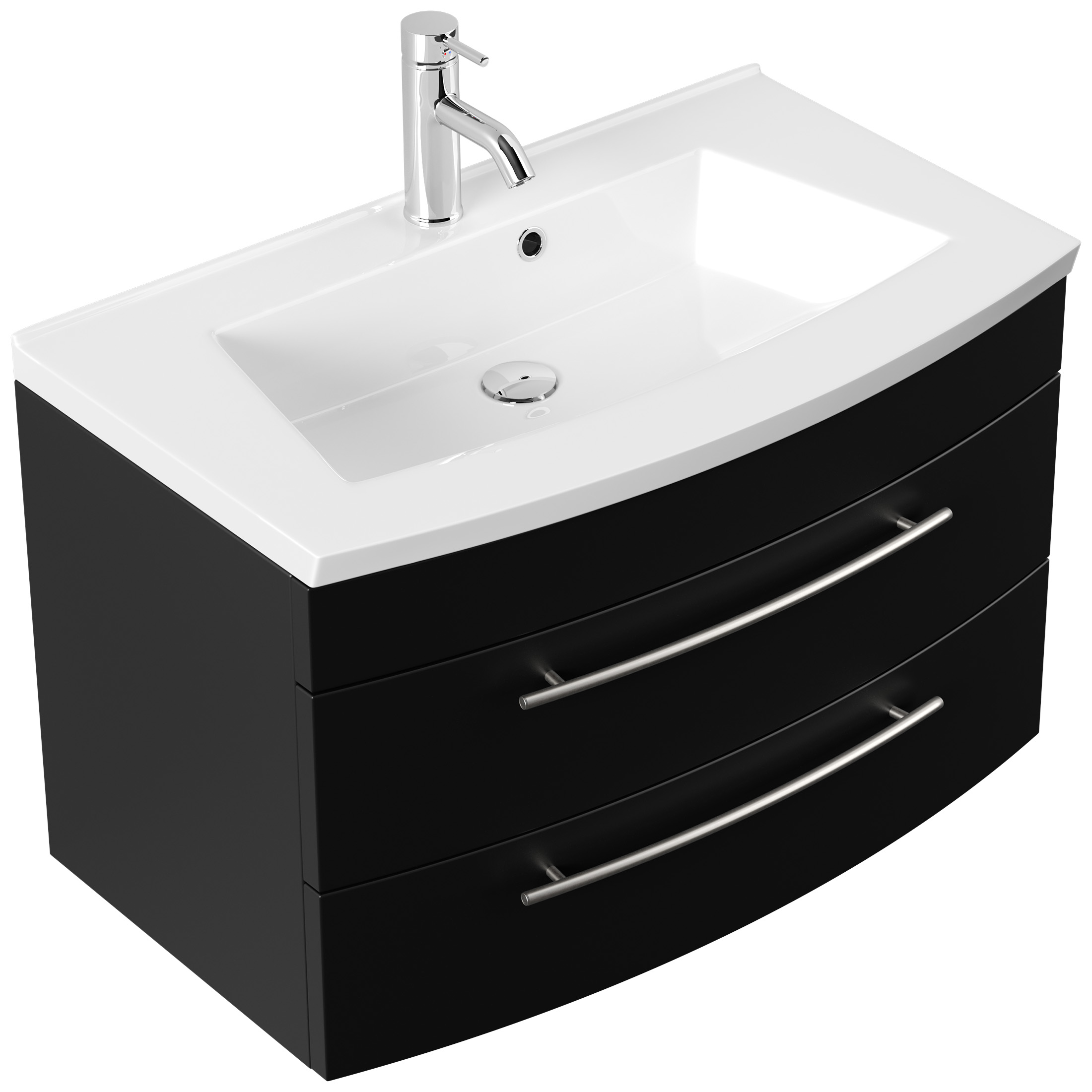 Badmöbel Bella 80 mit runder Front SoftClose schwarz