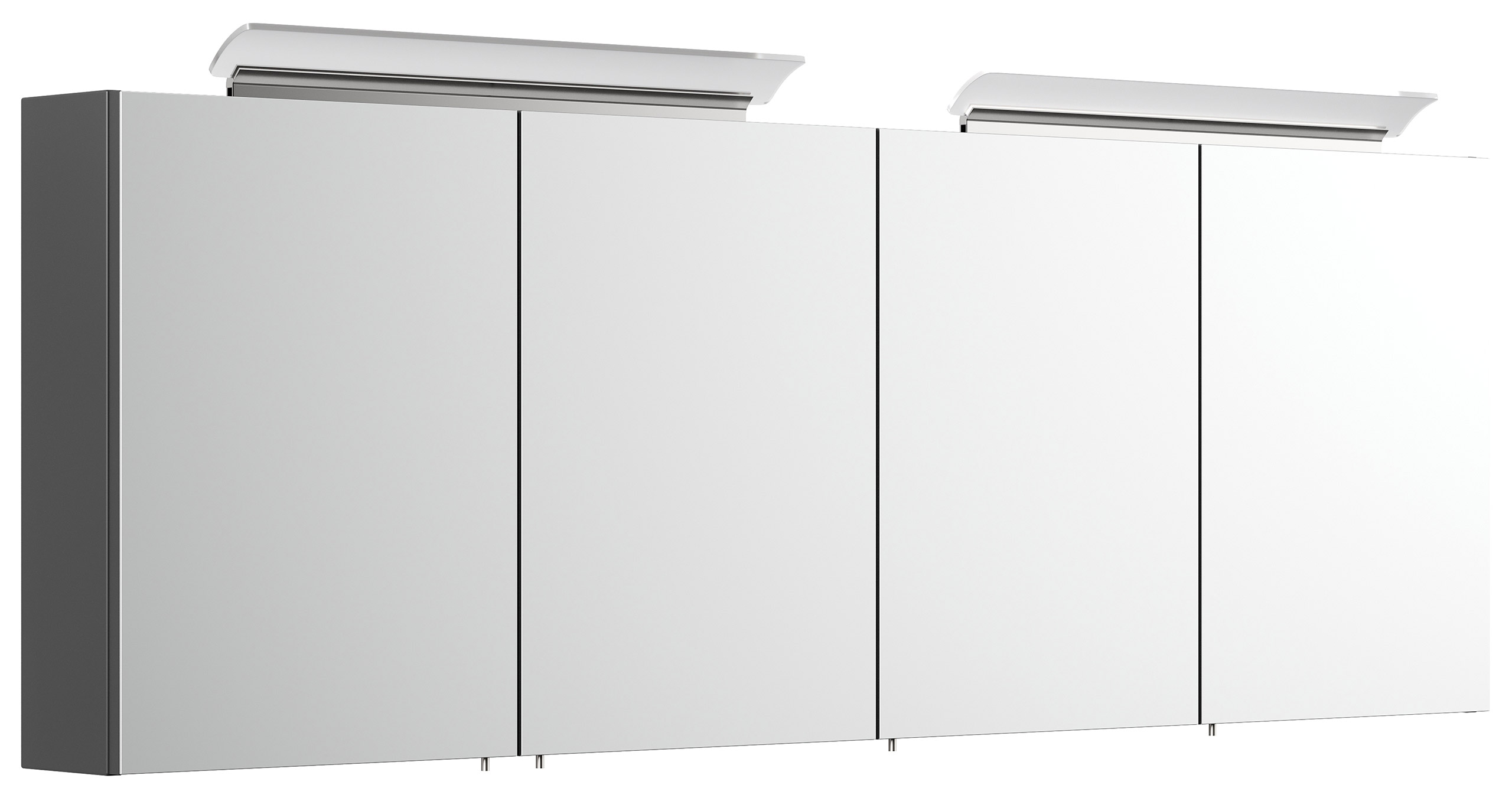 Spiegelschrank 180cm mit Acryl-Lampe und Glasböden Schwarz