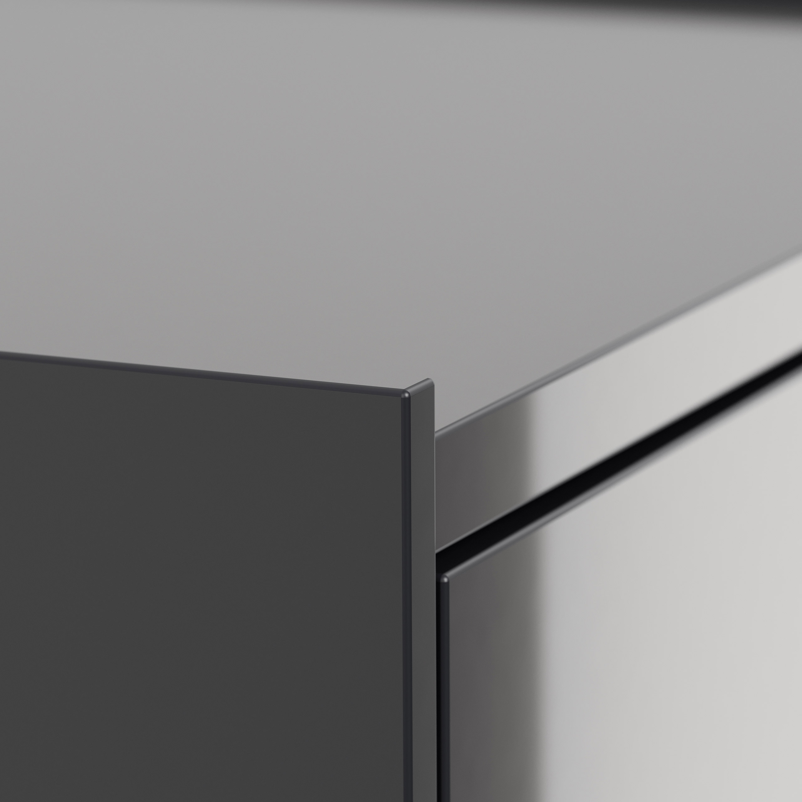 Nachttisch Lux M 50cm, 3 Pushauszüge lackiert Grafit Hgl für Boxspringbett