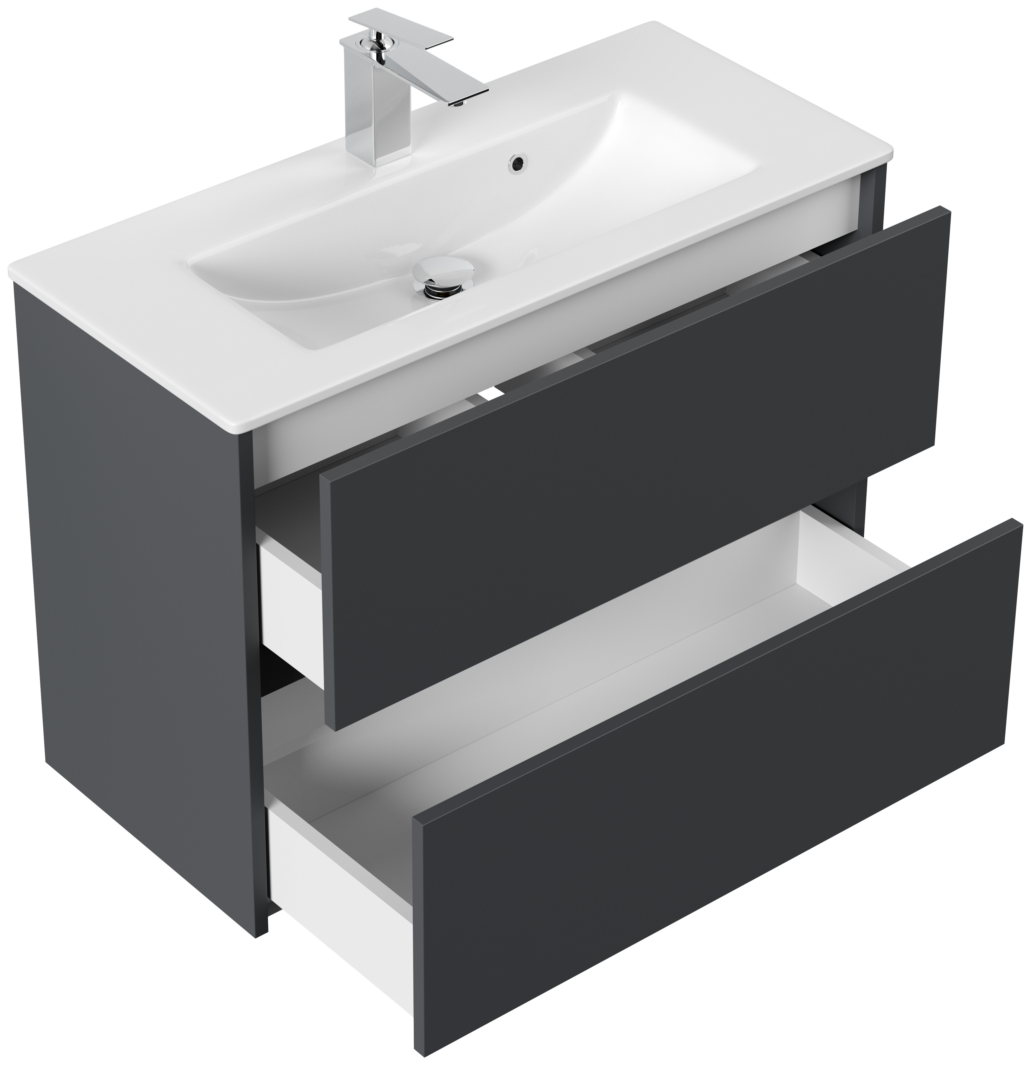 Badmöbel Set Taifun Slimline 80cm & LED Spiegel grafit