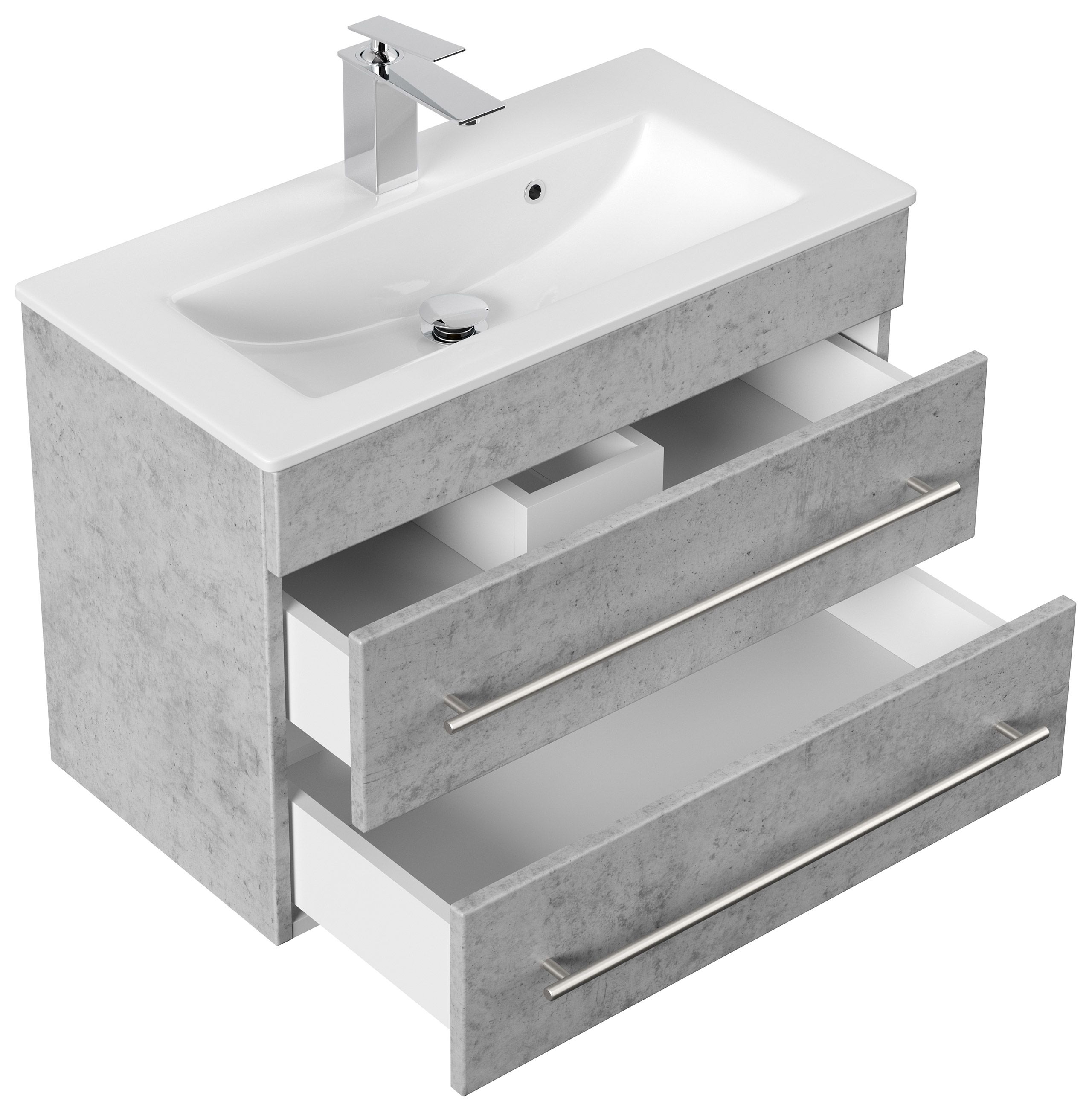 Badmöbel Mars 700 2-teilig mit LED Spiegel SlimLine SoftClose beton