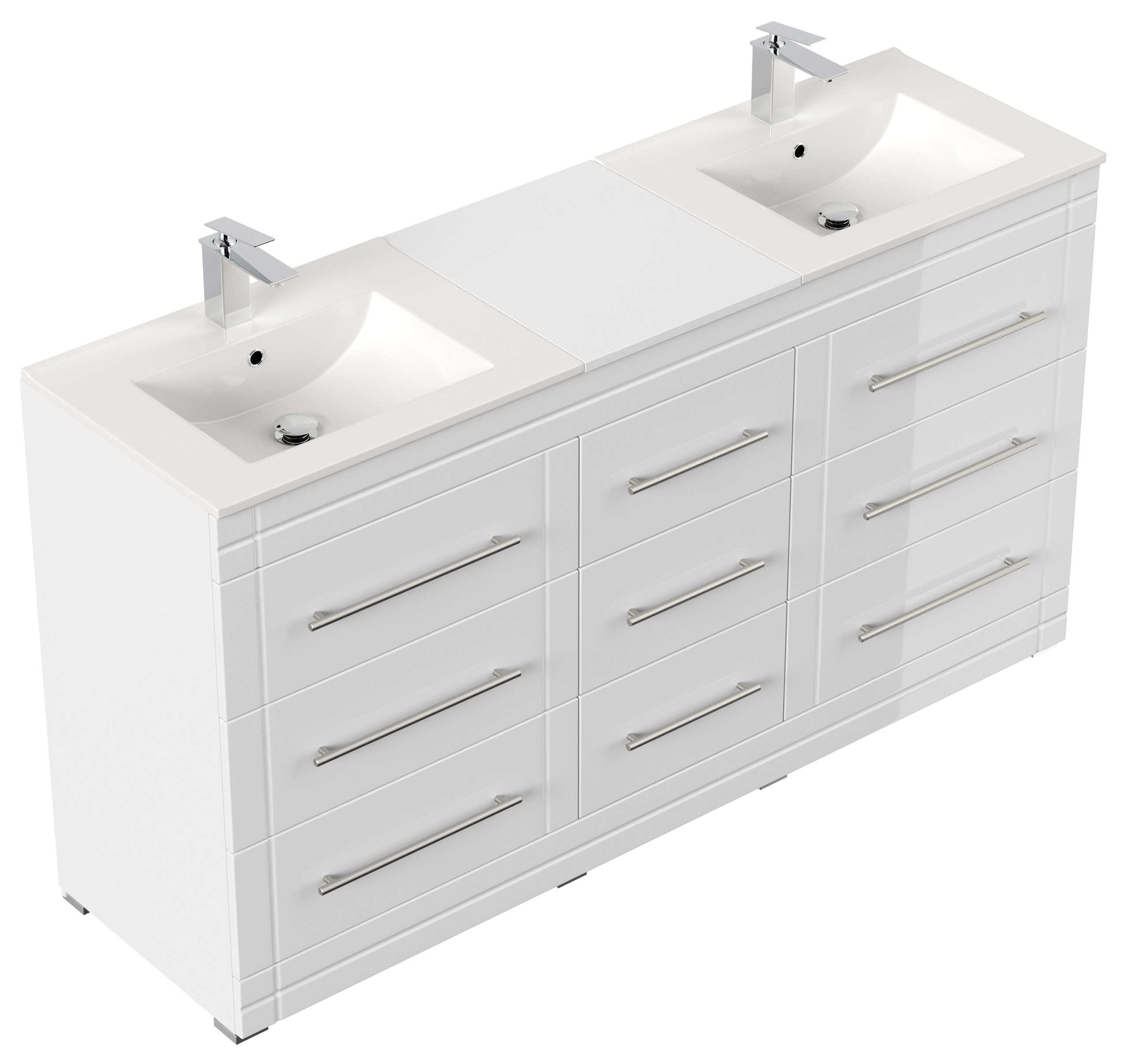 Stand Badmöbel Cosmo Modern SoftClose weiss hochglanz