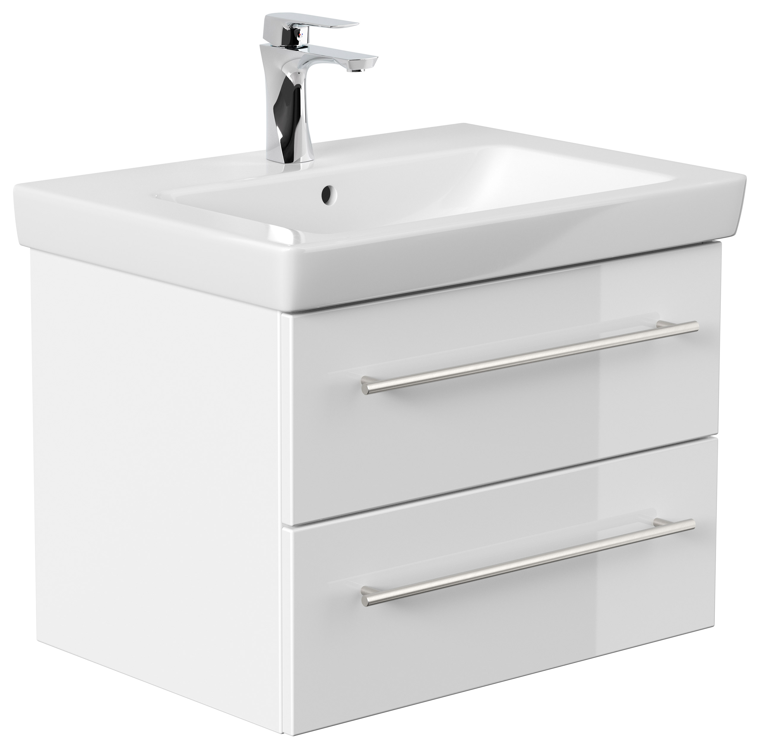 Badmöbel mit Villeroy & Boch Subway 2.0 Waschbecken 65 cm weiss hochglanz