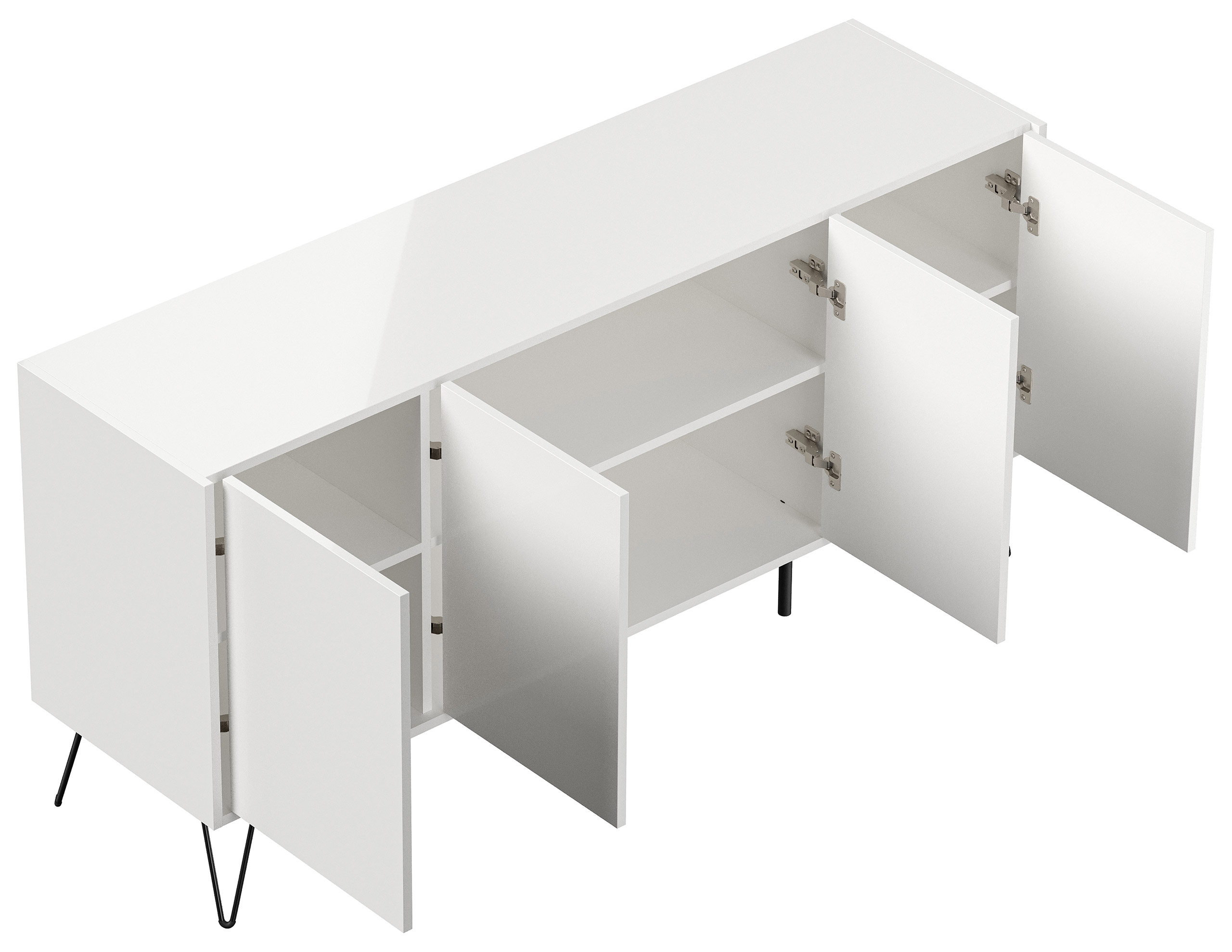 Raumwunder XL Sideboard Kommode Maxim 155cm stehend 4 Türen Grafit/Eiche Top