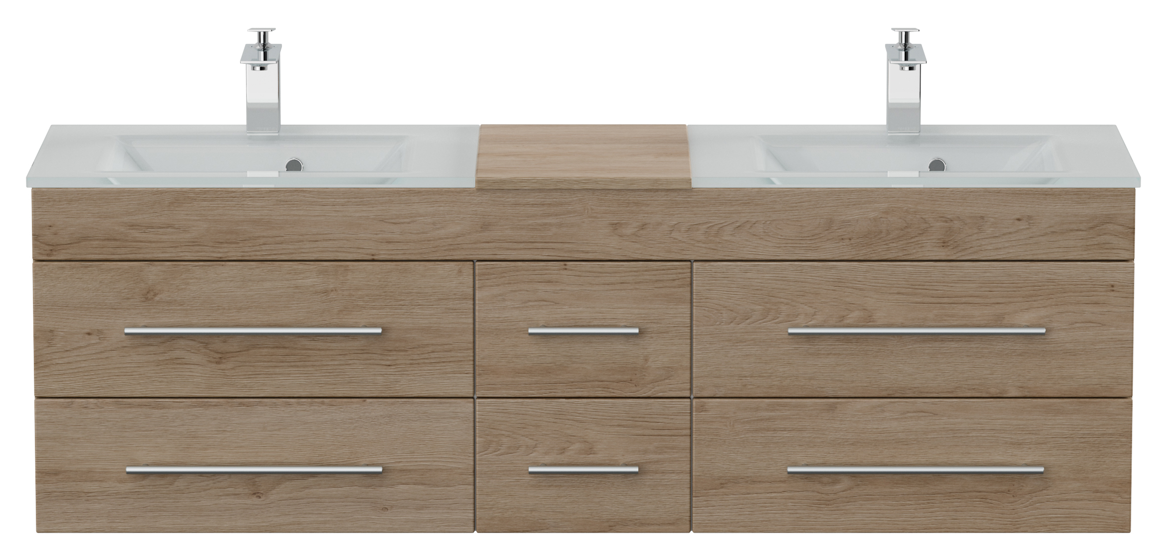Badmöbel Vitro XL mit Doppel-Glasbecken SoftClose eiche hell