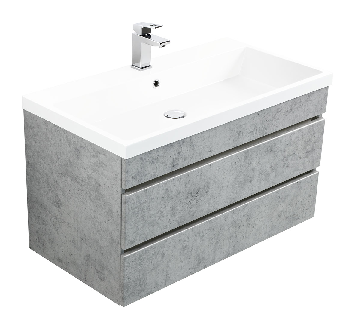 Badmöbel Via 90 SoftClose beton mit grifflosen Schubladen