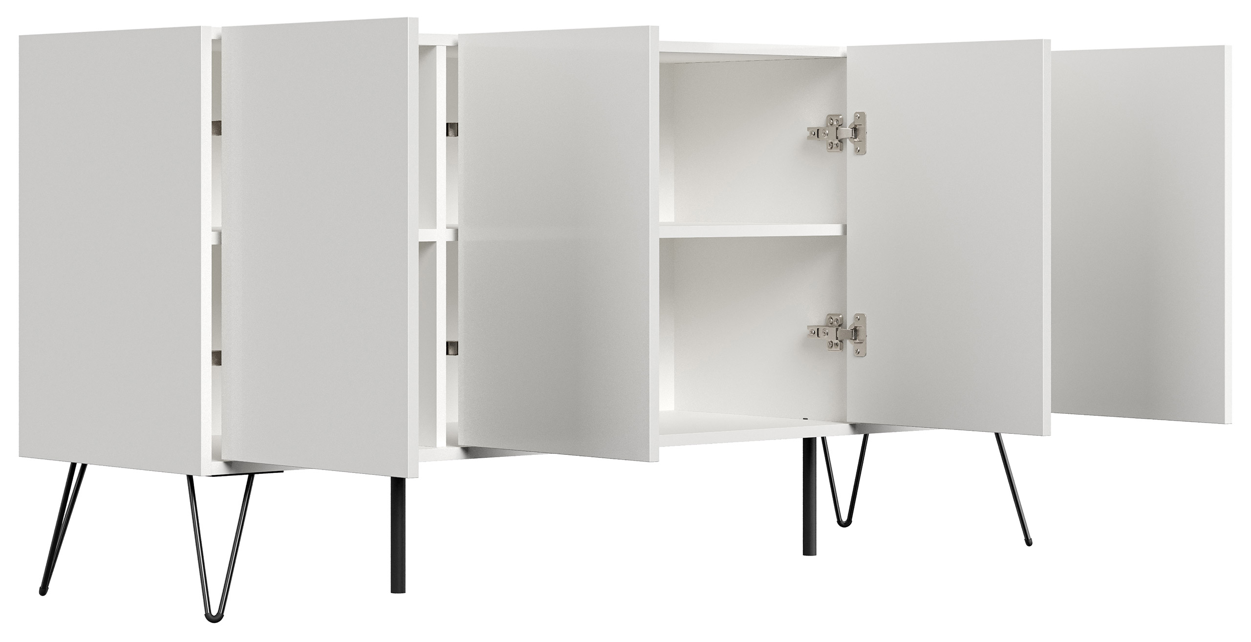 Raumwunder XL Sideboard Kommode Maxim 155cm stehend 4 Türen Grafit/Eiche Top