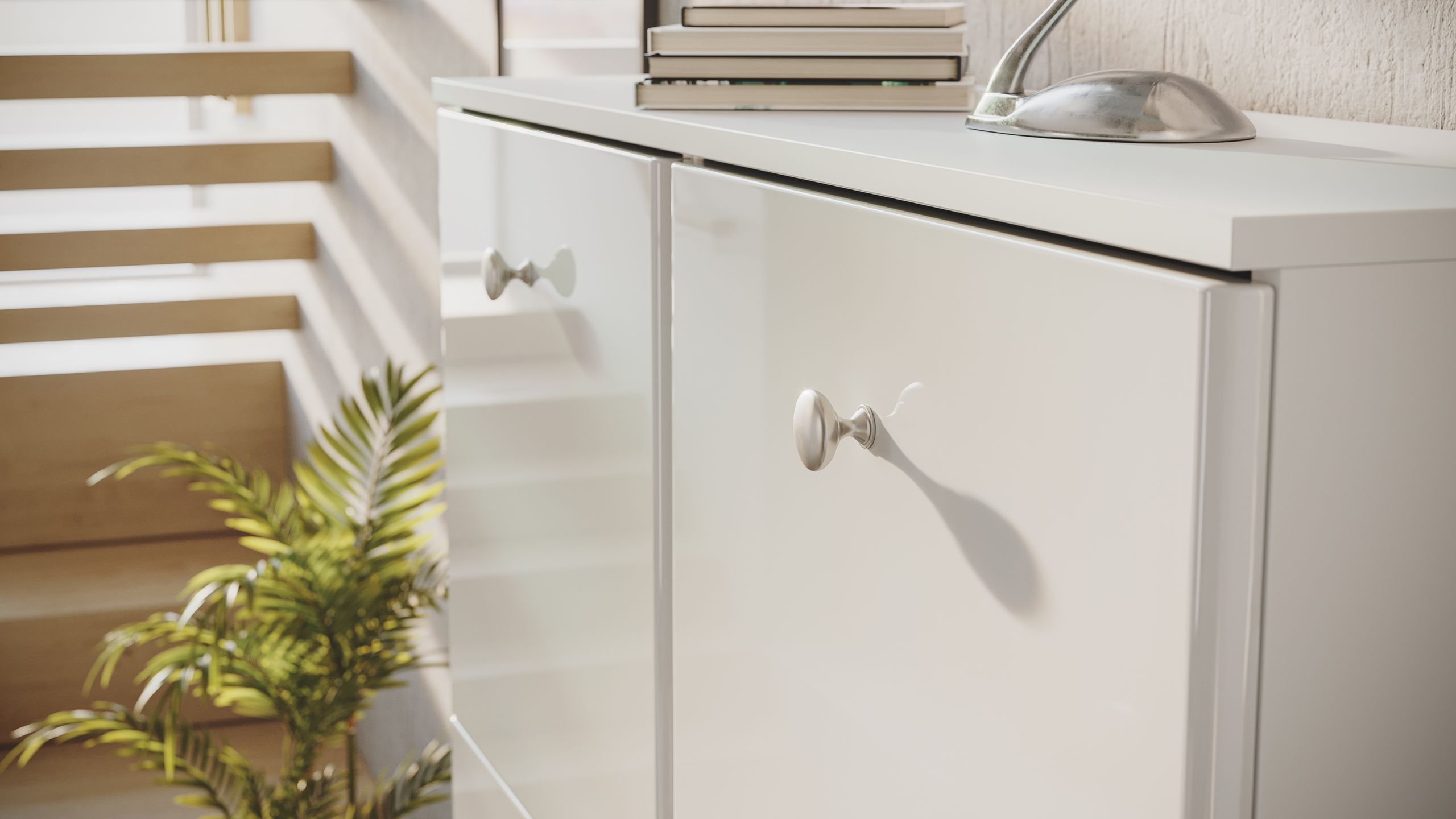 Garderobe Set 113 Brawley 2 tlg Schuhschrank 8 Klappen 32 Paar Weiss-Weiss Hgl