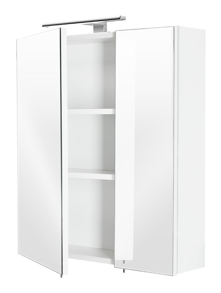 Spiegelschrank 60x68x16cm mit LED Leuchte weiß matt