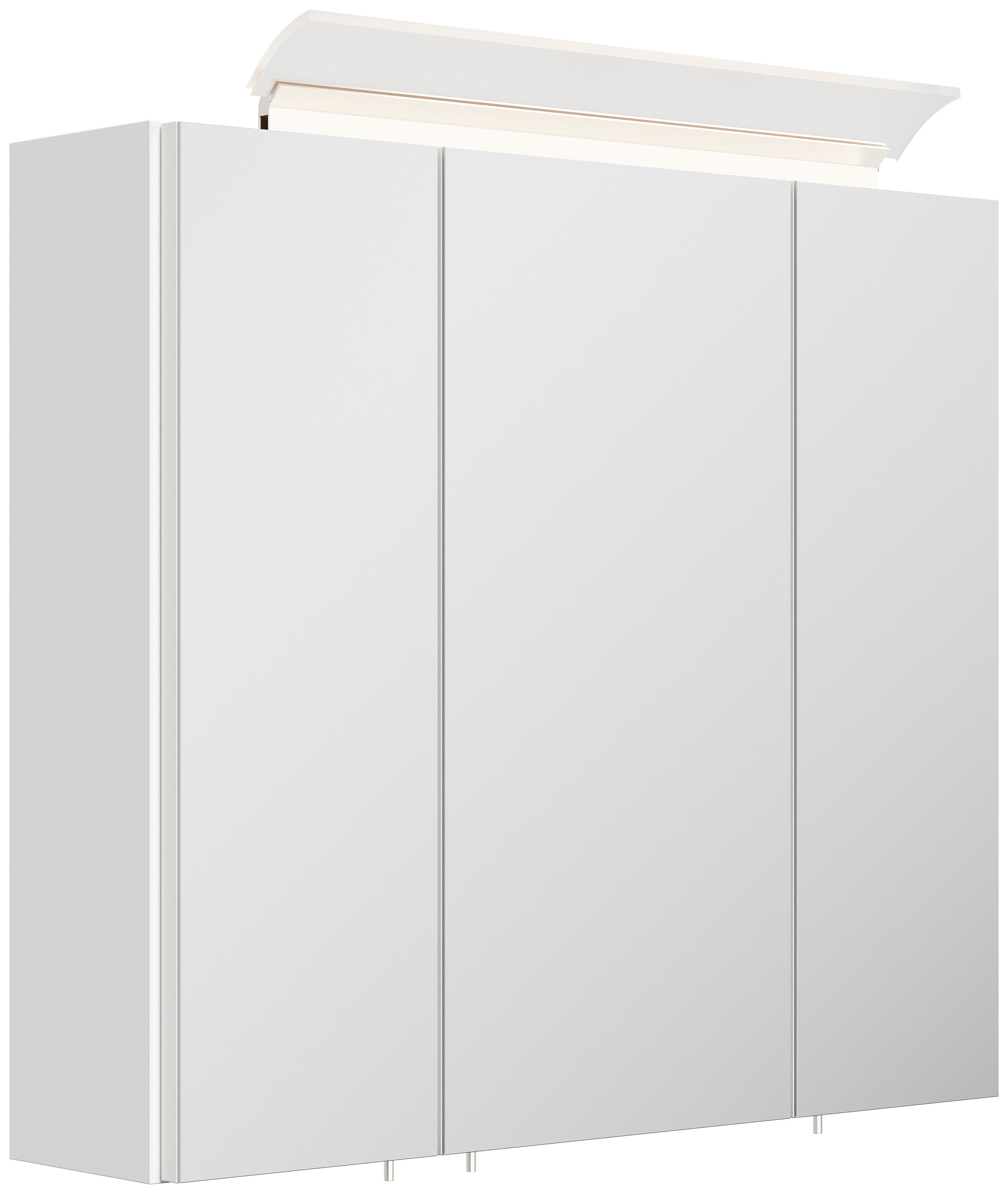 Spiegelschrank 70cm inkl. Design LED-Lampe und Glasböden weiss hochglanz