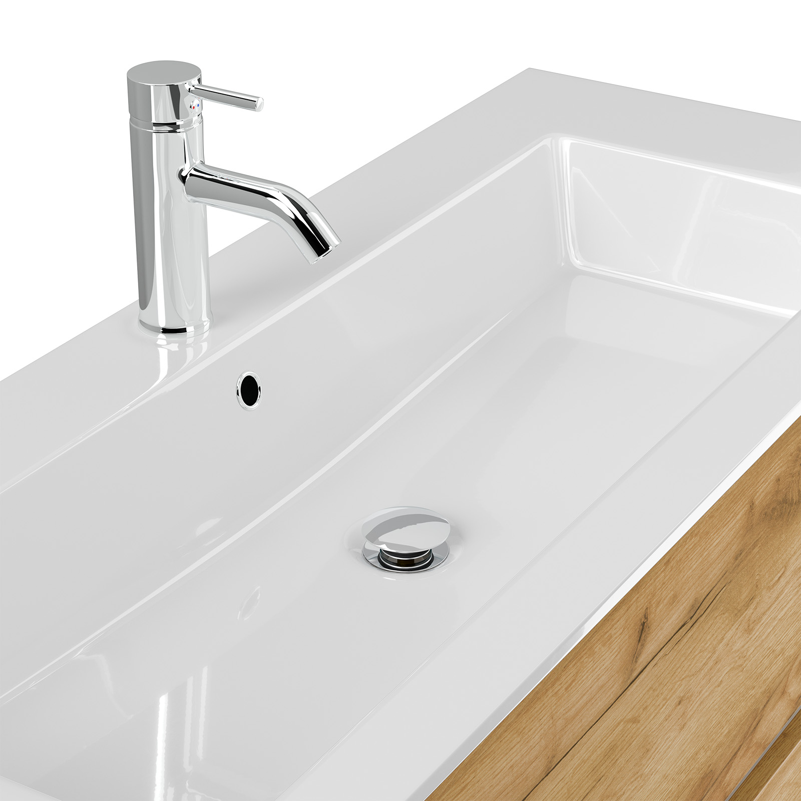 Badmöbel Set Taifun 3tlg. 120 cm mit Spiegelschrank & Hochschrank  eiche gold