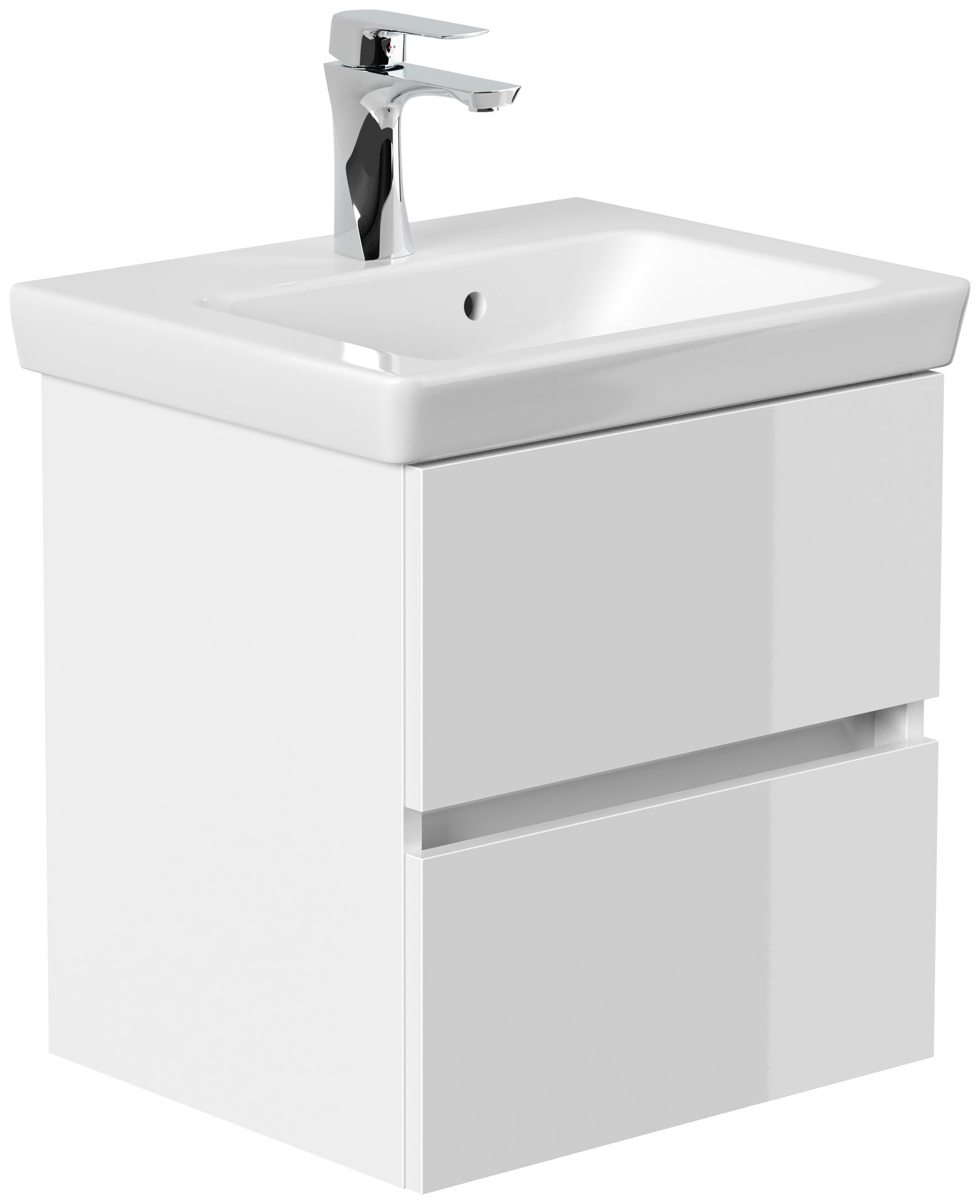 Badmöbel mit Villeroy & Boch Subway 2.0 Waschbecken 50 cm weiss hochglanz