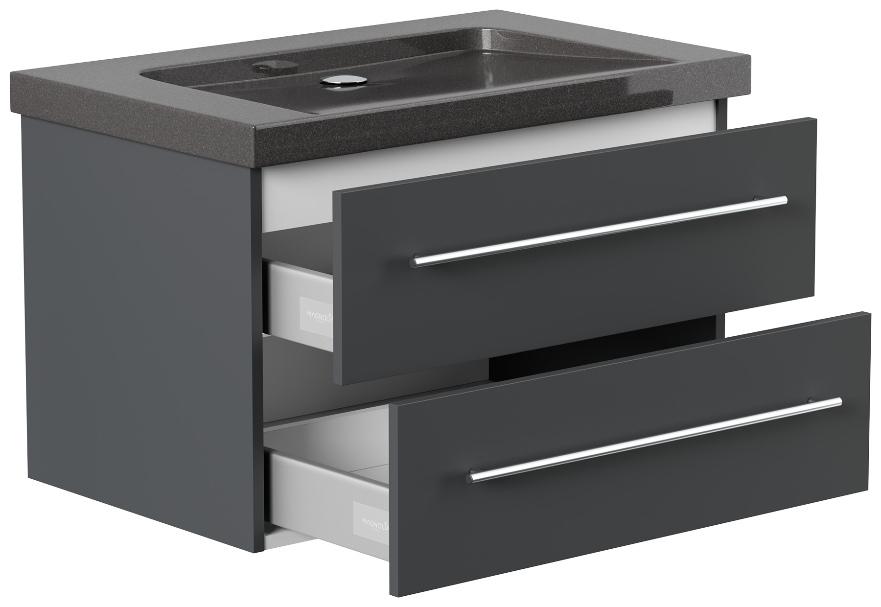 Badmöbel Granit India Black Damo 75 cm ohne Hahnloch SoftClose grafit