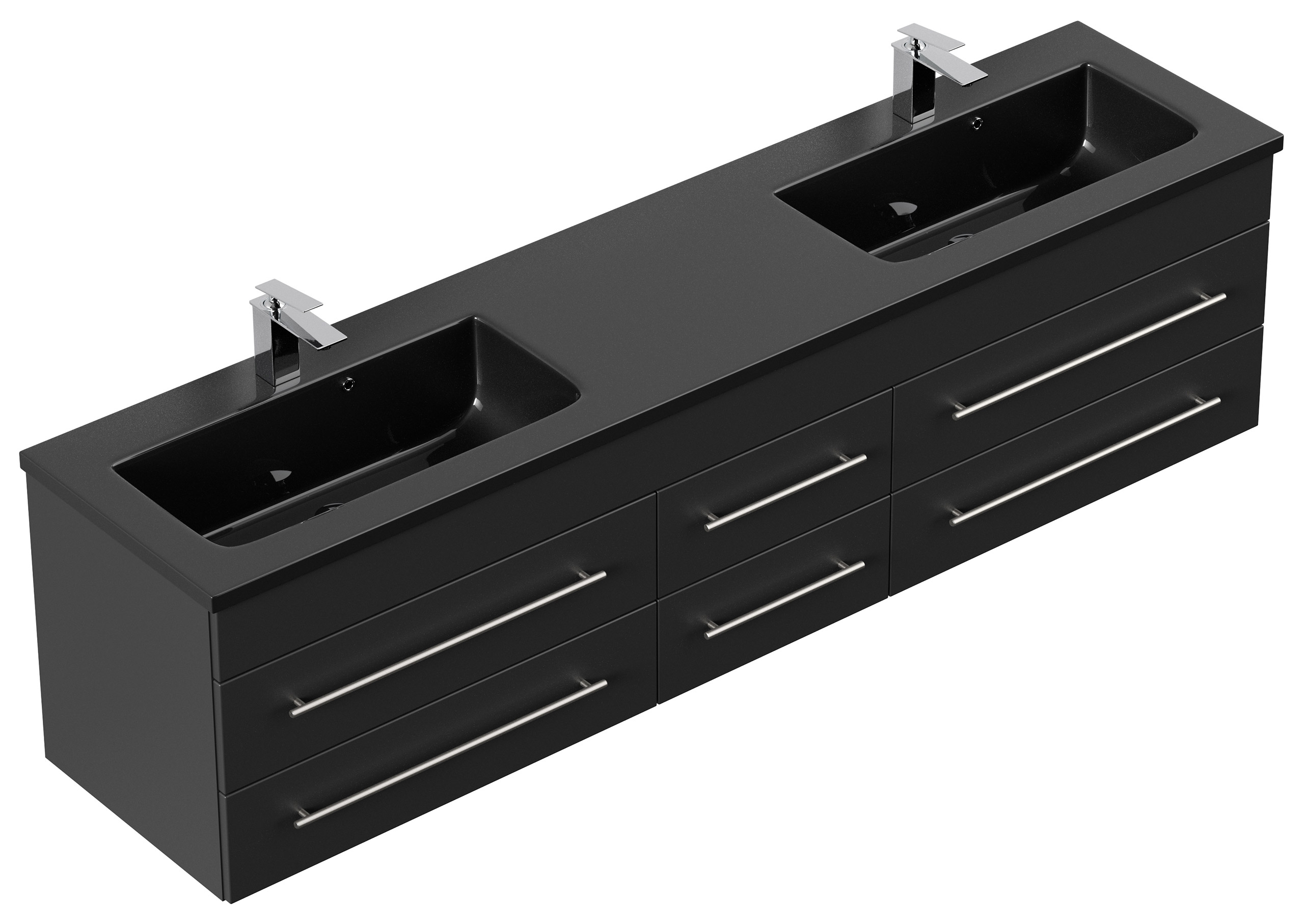 Badmöbel Compose 200 schwarzes Waschbecken SoftClose schwarz