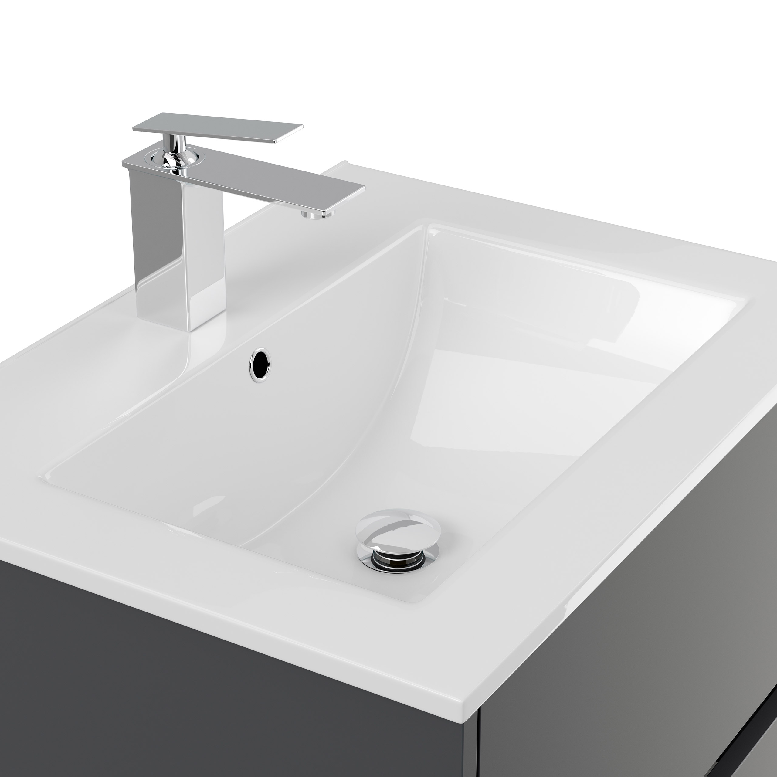 Badmöbelset Taifun 60cm 3tlg mit Spiegelschrank & 3er Boxen Set grafit