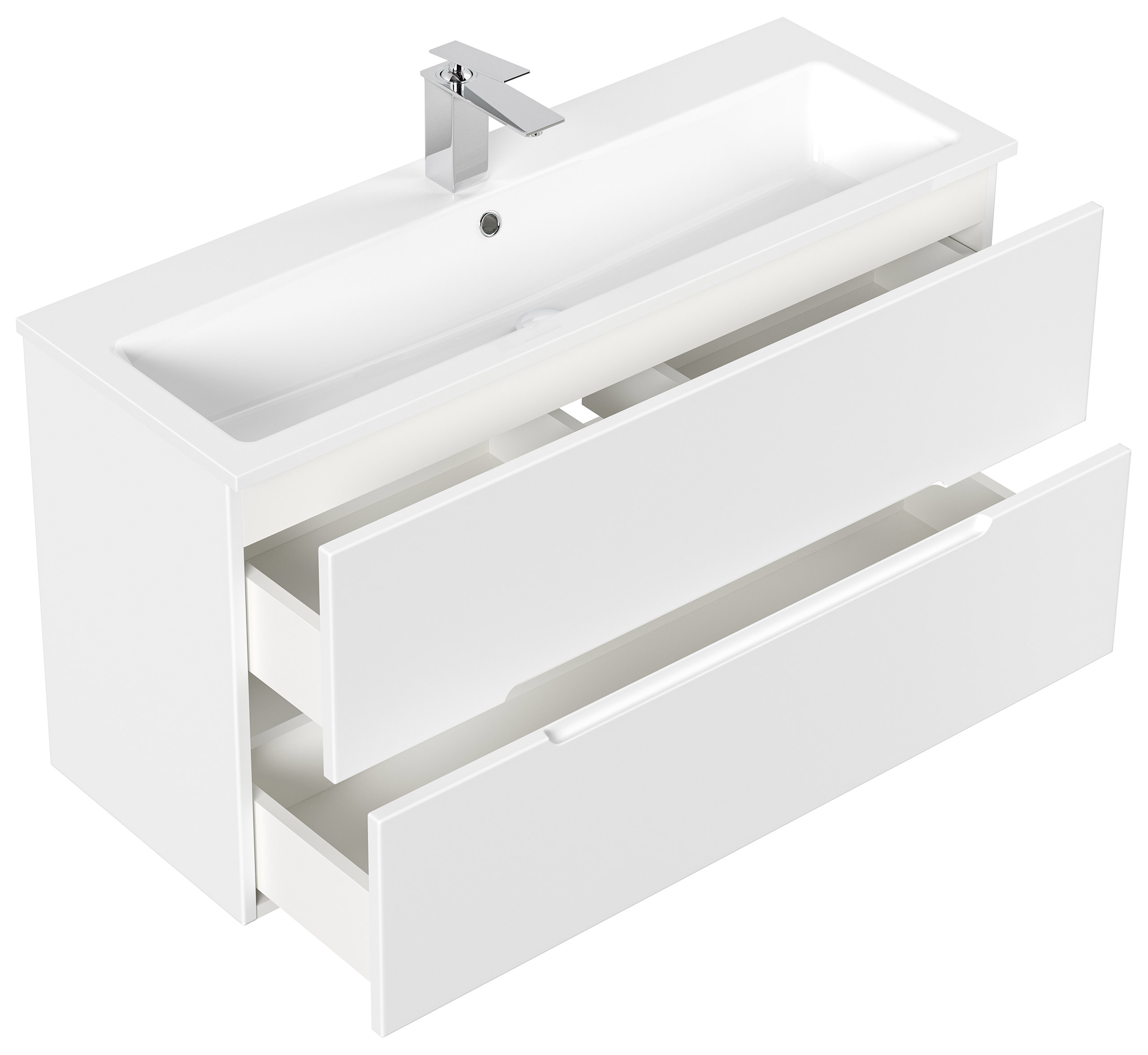 Badmöbel Mars 1000 SlimLine SoftClose Schubladen weiss mattiert