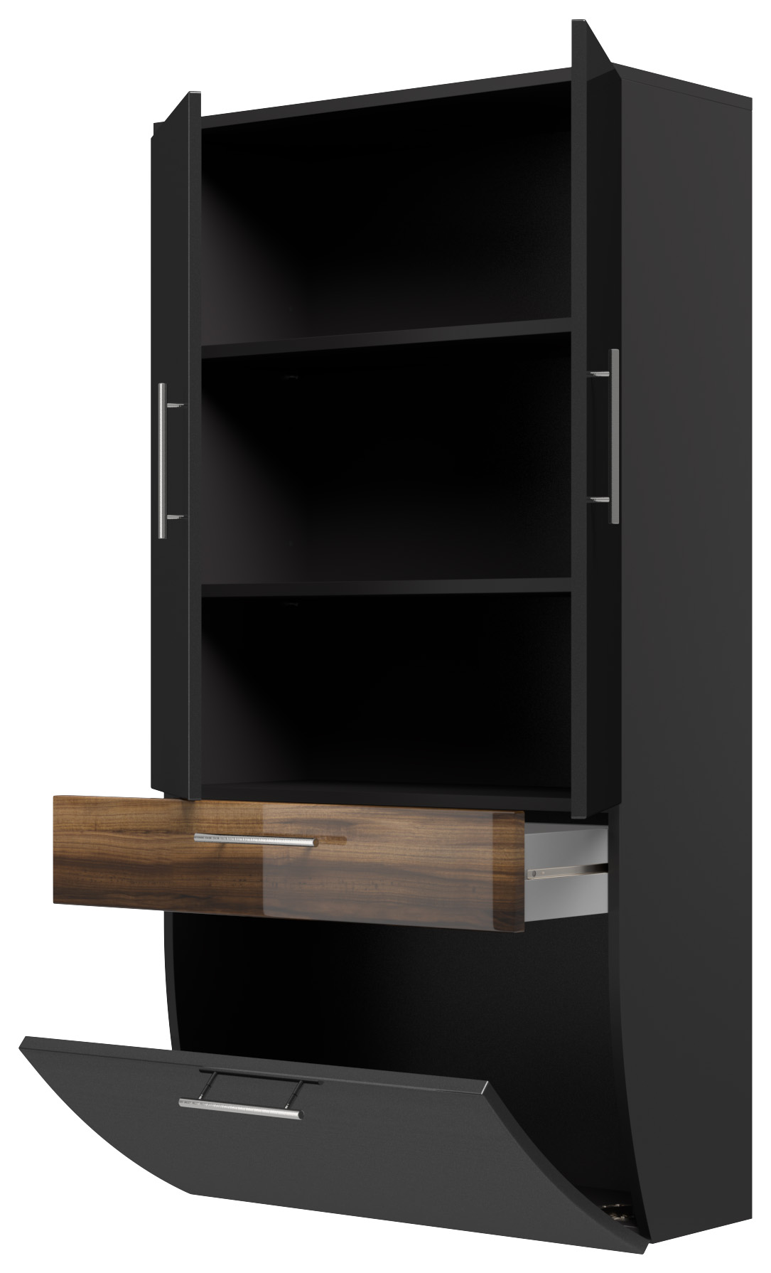 Hochschrank 135x70cm Salona L Grafit / Walnuss