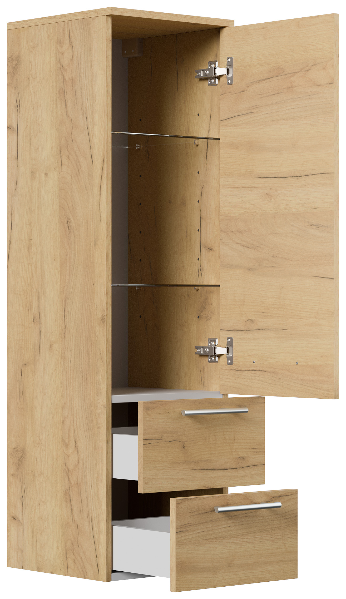 Badmöbelset Roma XL 4-teilig Spiegelschrank Seitenschrank 3er Boxen eiche gold