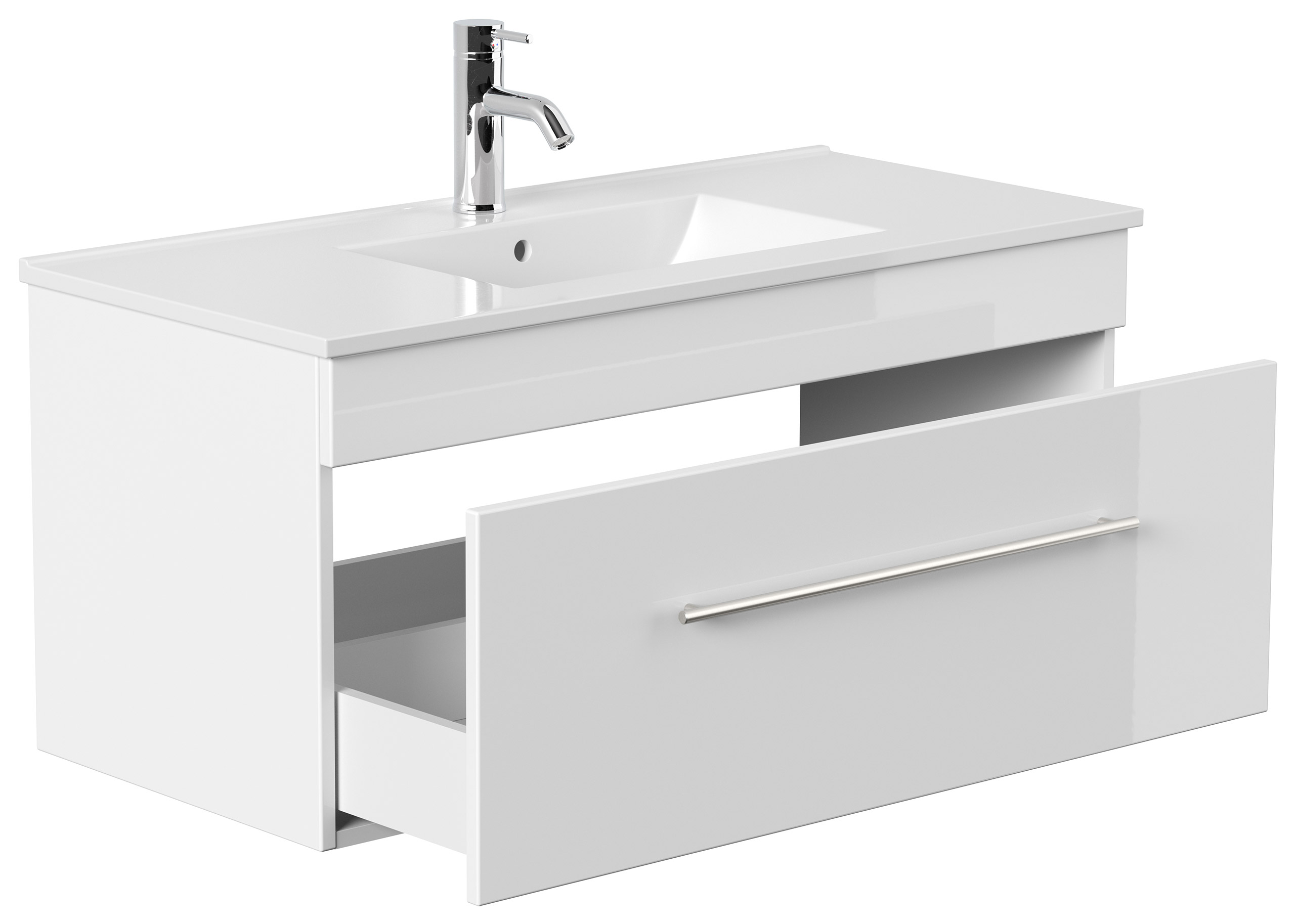 Badmöbel Linea 100cm SoftClose weiß hochglanz