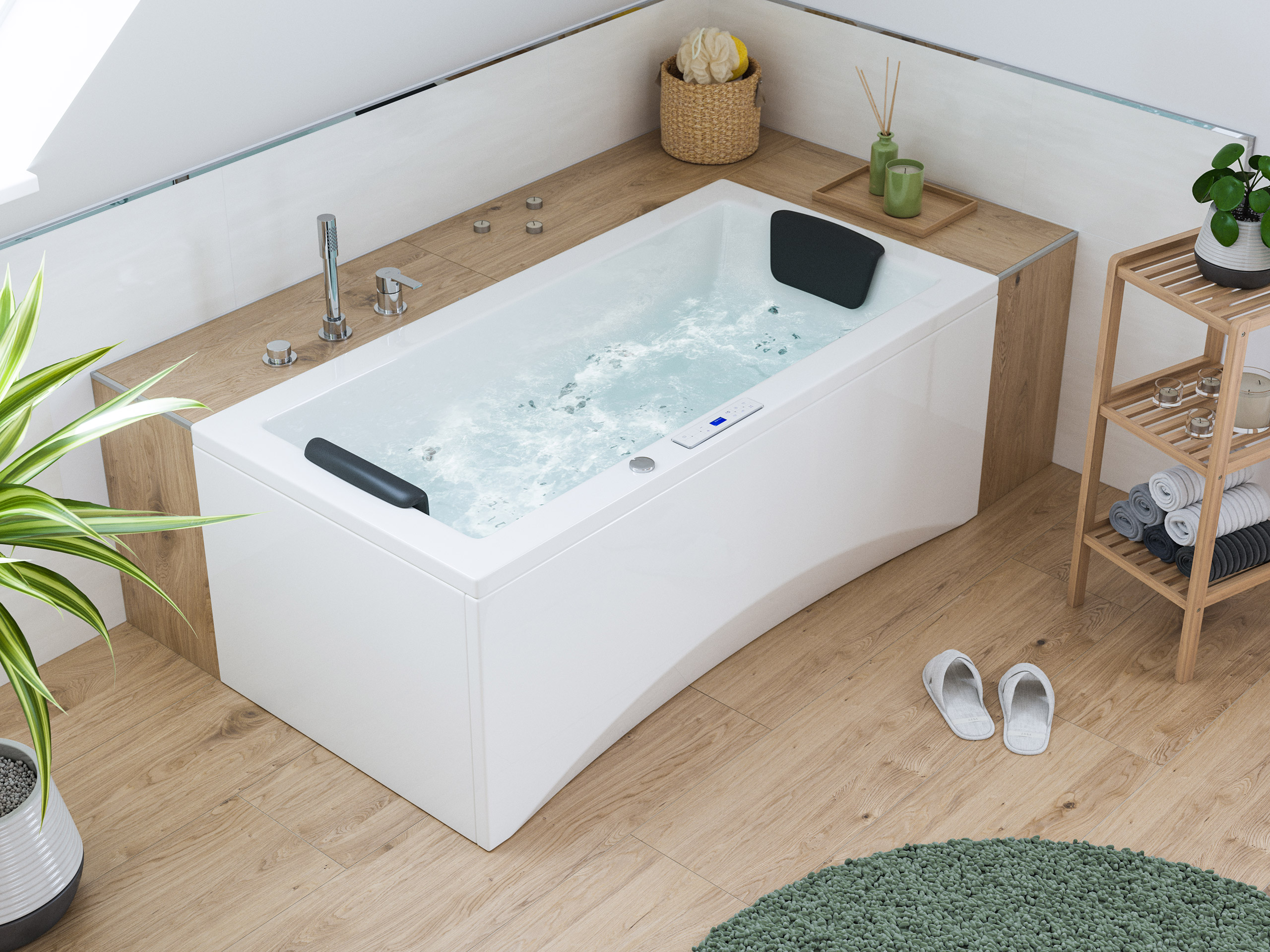 Rechteck Whirlpool Unity 150x75 Made in Germany 22 Düsen Befüllung Überlauf