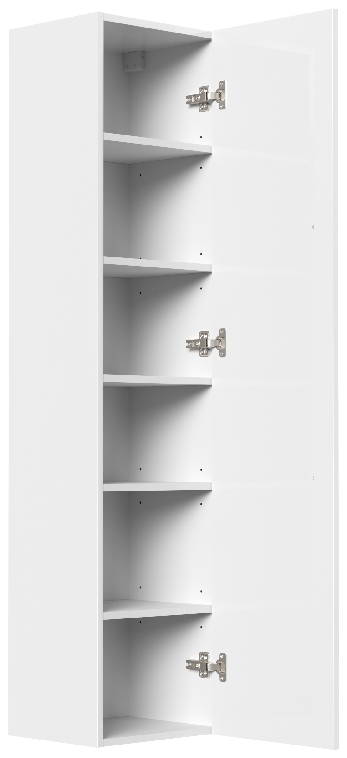 Badmöbelset Helios 4-teilig LED Spiegel Hochschrank 3er Boxen weiss hochglanz