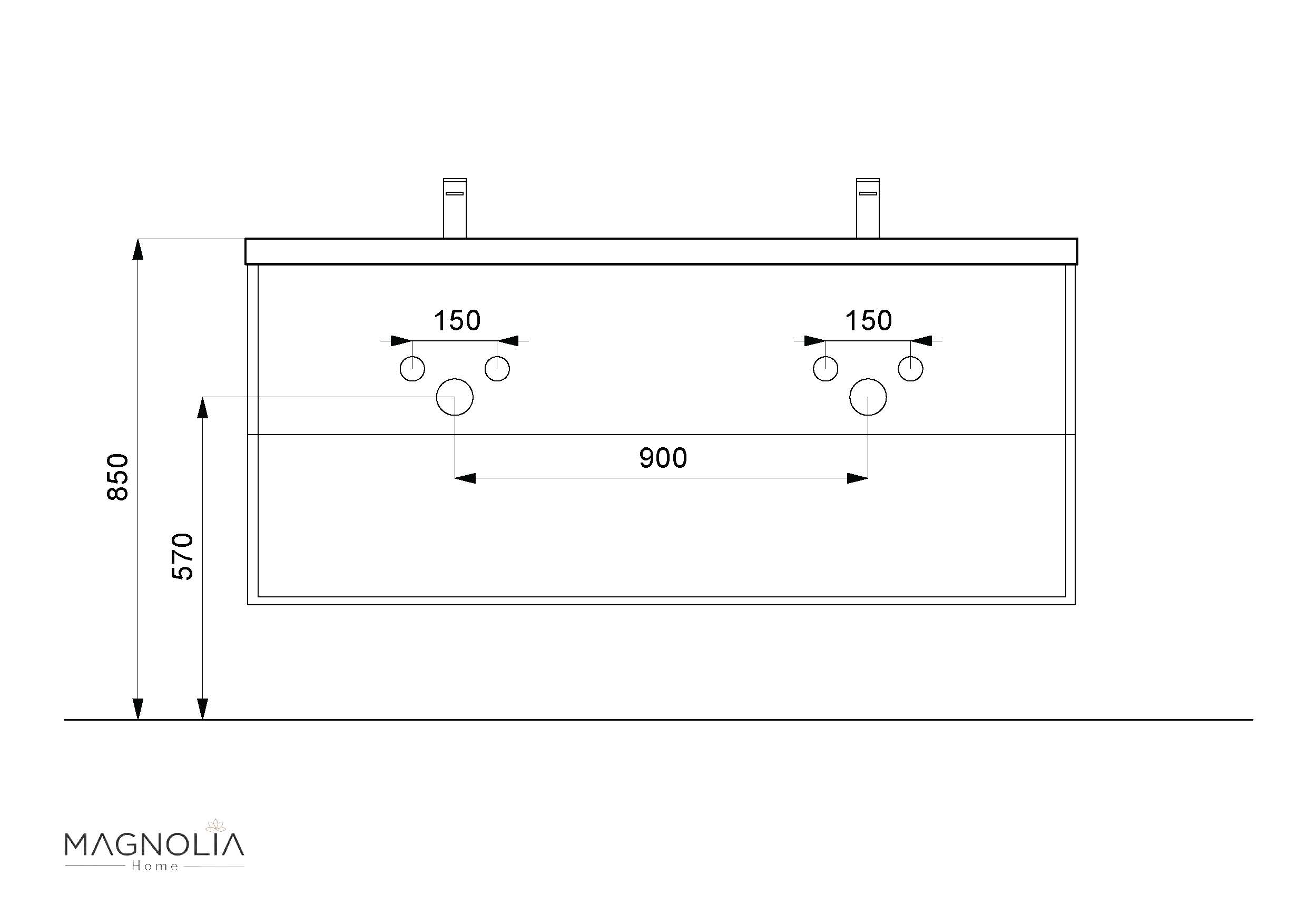 Badmöbel Vitro XL mit Doppel-Glasbecken SoftClose weiss hochglanz