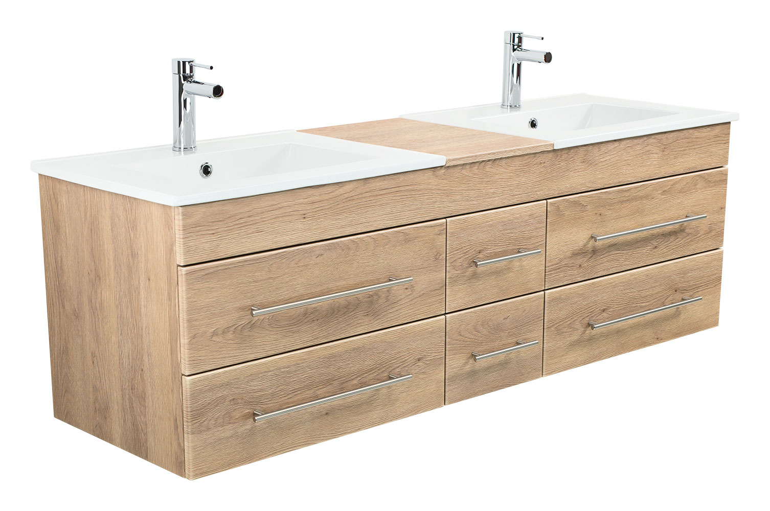 Badmöbel Milano XL 172cm Doppel- Waschtisch SoftClose eiche hell