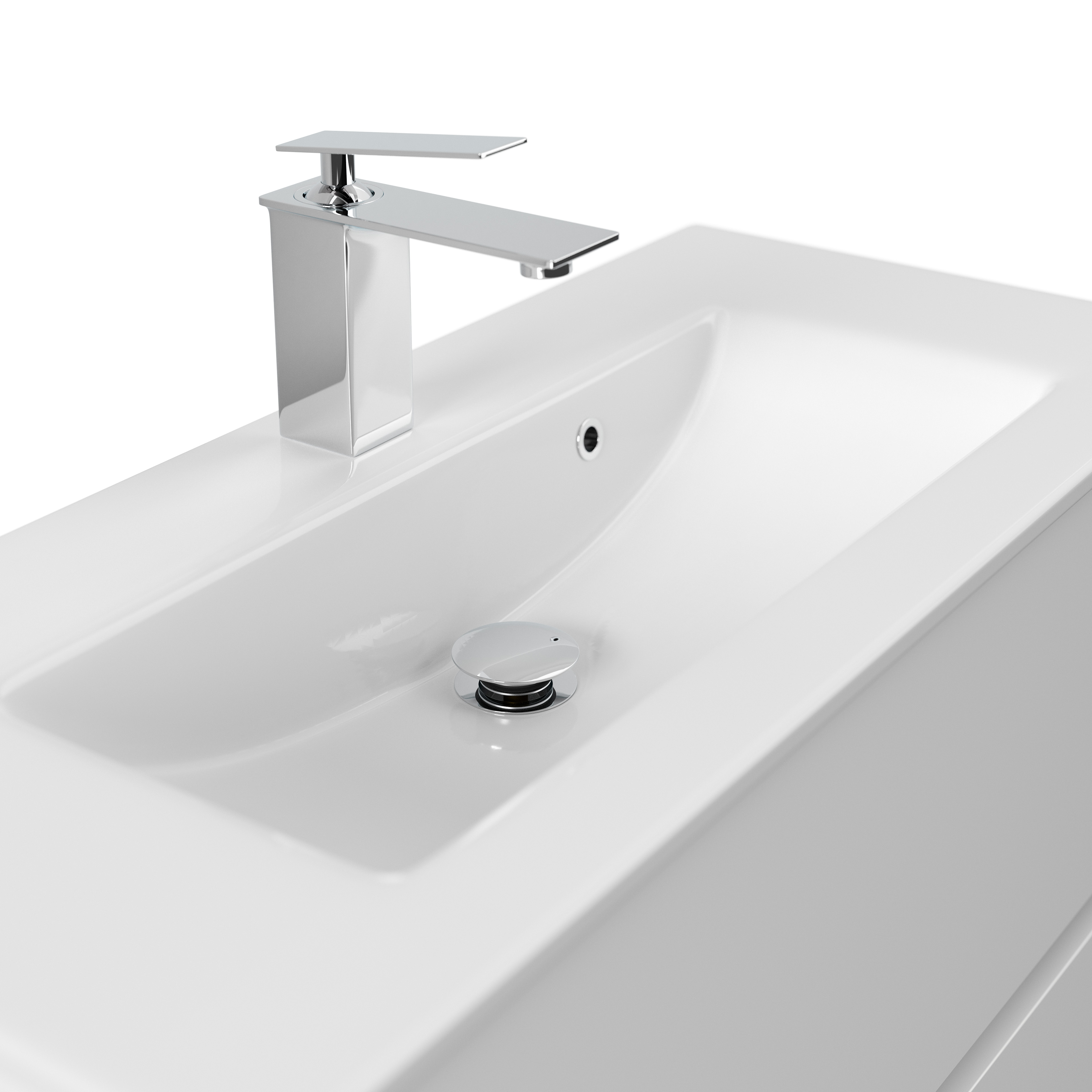 Badmöbel Set Taifun Slimline 80cm & LED Spiegel weiß Hgl