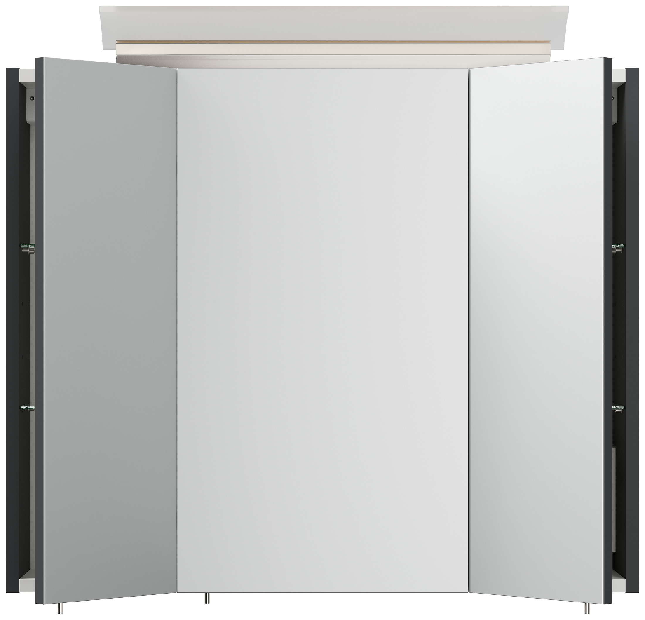 Spiegelschrank 75cm inkl. Design LED-Lampe und Glasböden grafit