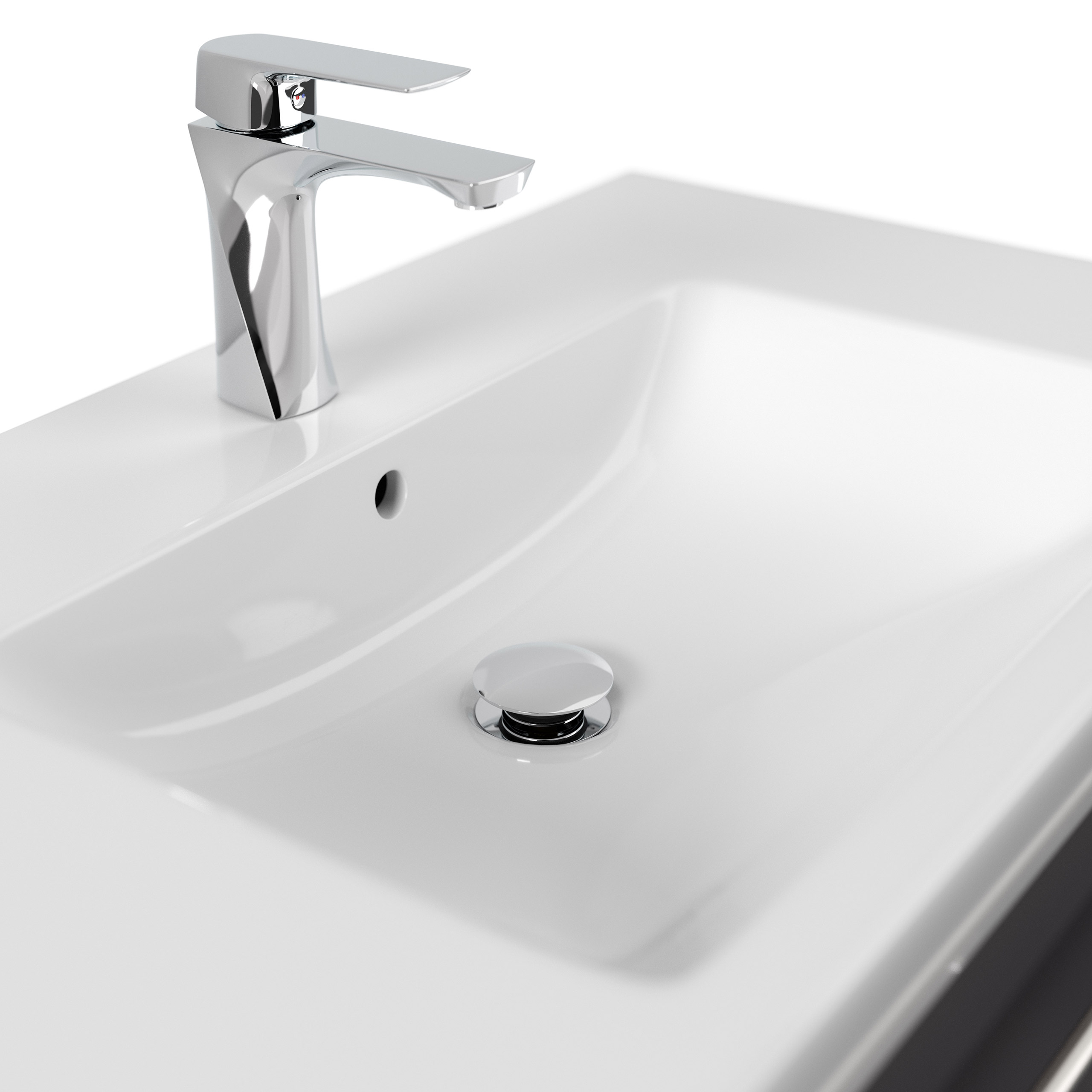 Badmöbel mit Villeroy & Boch Subway 2.0 Waschbecken 80 cm SoftClose anthrazit